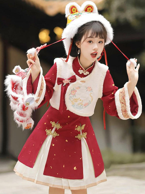 Sweet Promise Chinese Han Inspired Lolita Pleated Princess 3 Piece Women's Polyester Jsk Sets