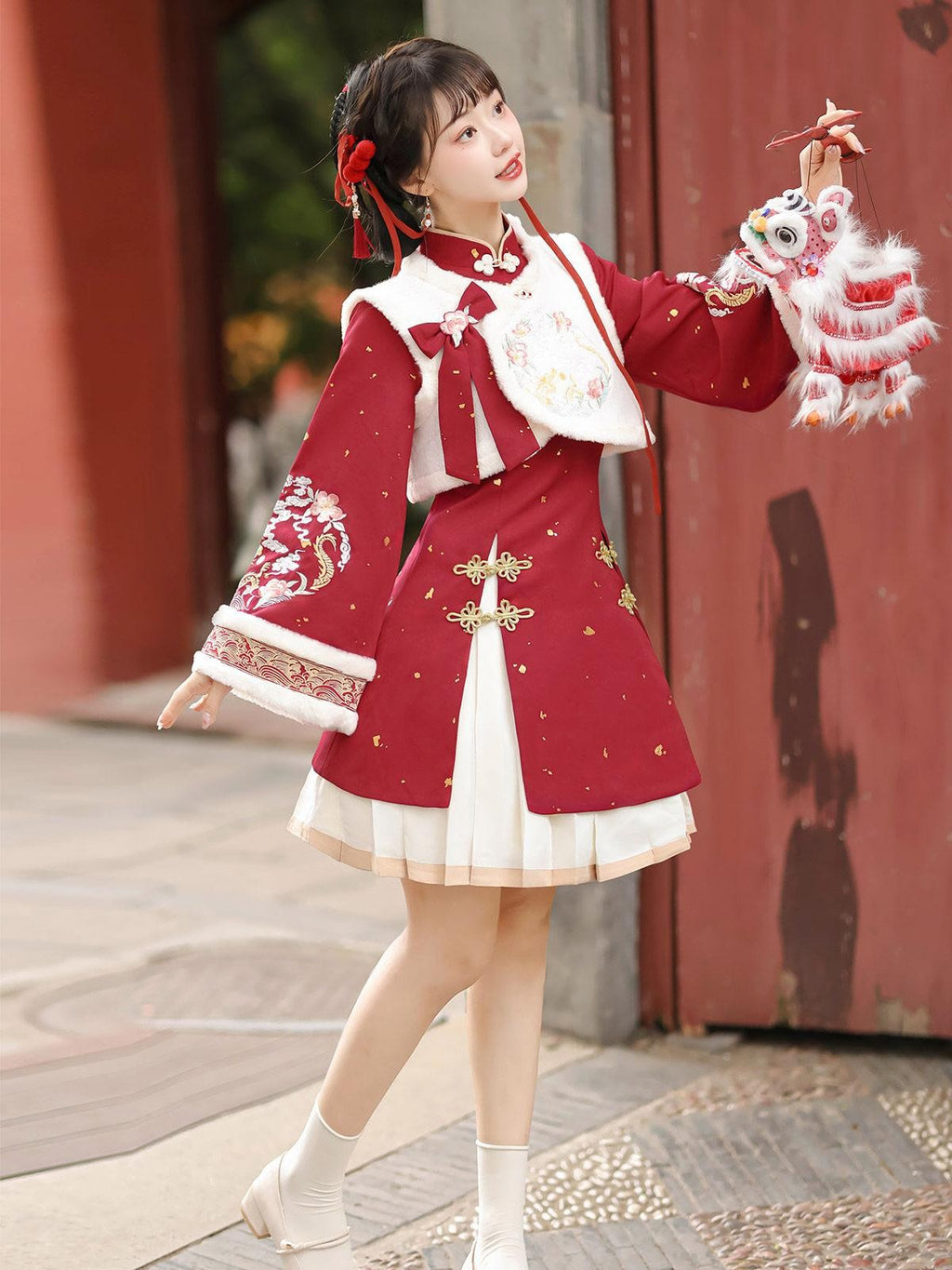 Sweet Promise Chinese Han Inspired Lolita Pleated Princess 3 Piece Women's Polyester Jsk Sets