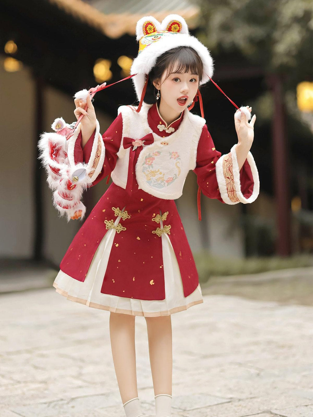 Sweet Promise Chinese Han Inspired Lolita Pleated Princess 3 Piece Women's Polyester Jsk Sets
