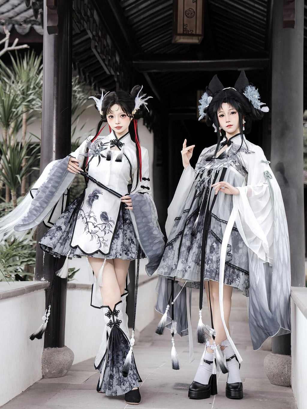 Sweet Promise Chinese Lolita Sorceress A Line Stand Collar Four Piece Women's Skirt Sets