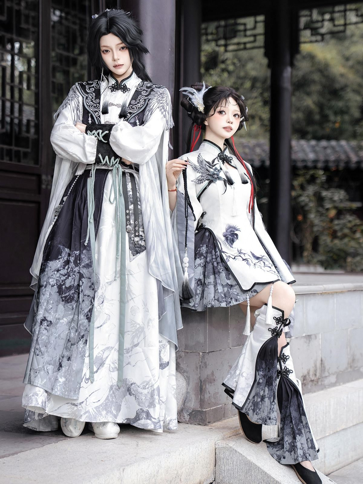 Sweet Promise Chinese Lolita Sorceress A Line Stand Collar Four Piece Women's Skirt Sets