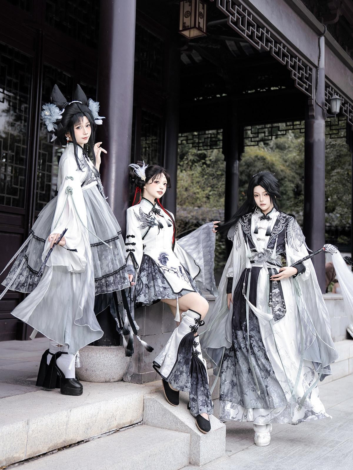 Sweet Promise Chinese Lolita Sorceress A Line Stand Collar Four Piece Women's Skirt Sets