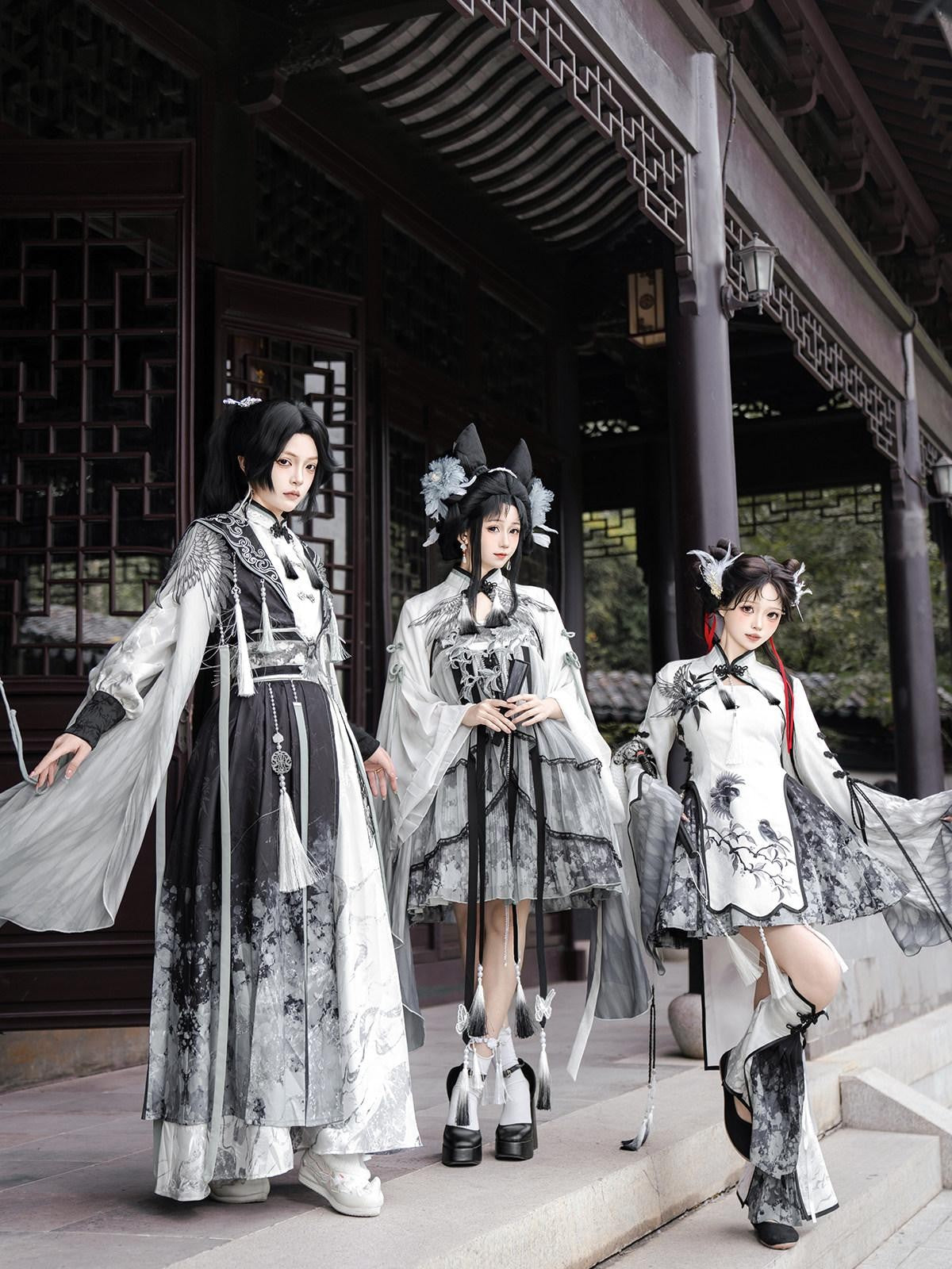 Sweet Promise Chinese Lolita Sorceress A Line Stand Collar Four Piece Women's Skirt Sets