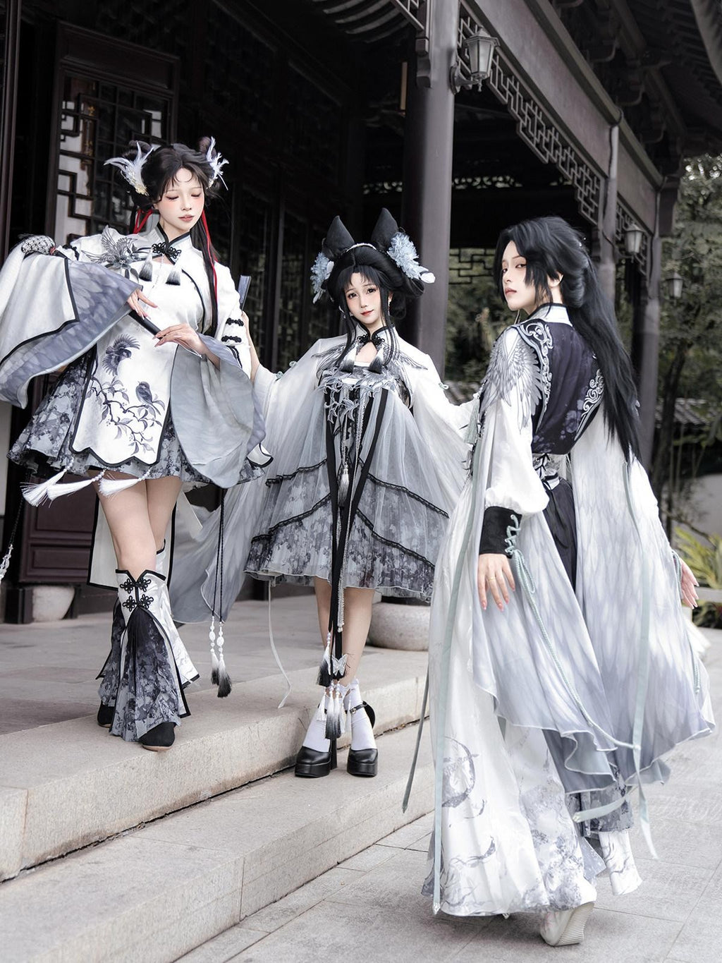 Sweet Promise Chinese Lolita Sorceress A Line Stand Collar Four Piece Women's Skirt Sets