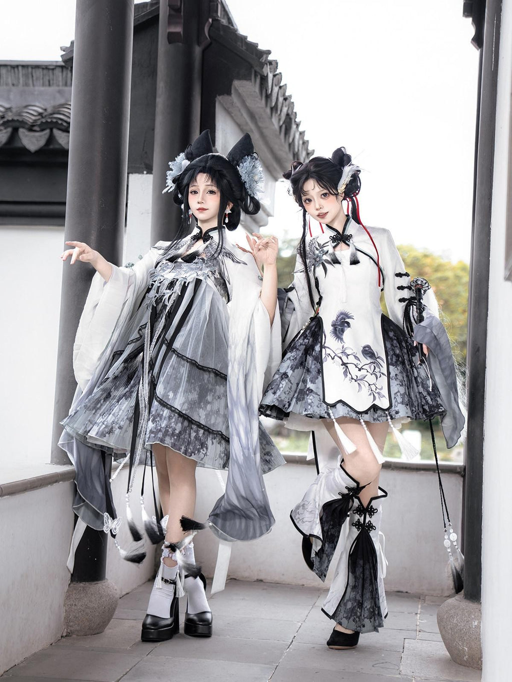 Sweet Promise Chinese Lolita Sorceress A Line Stand Collar Four Piece Women's Skirt Sets