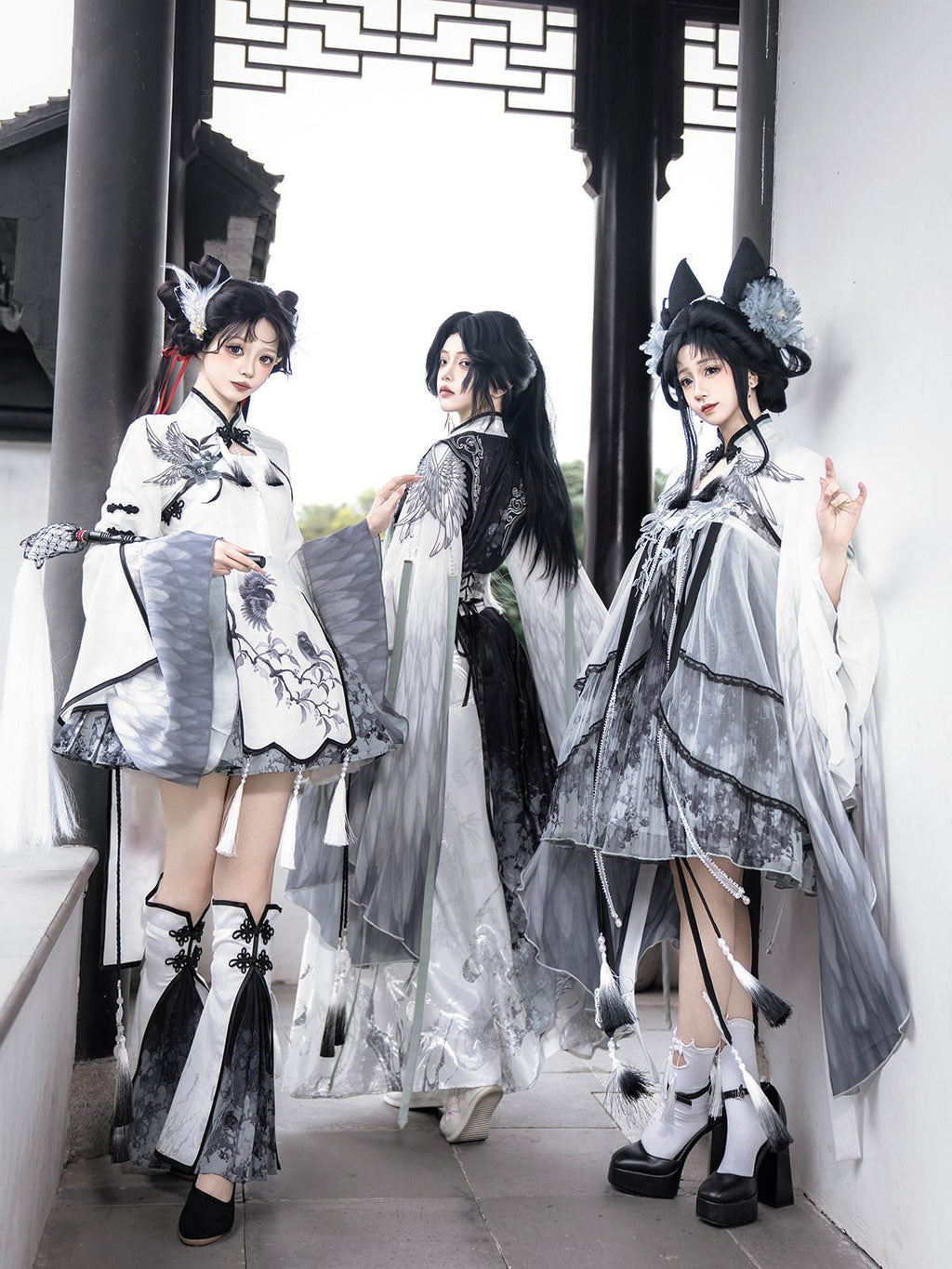 Sweet Promise Chinese Lolita Sorceress A Line Stand Collar Four Piece Women's Skirt Sets
