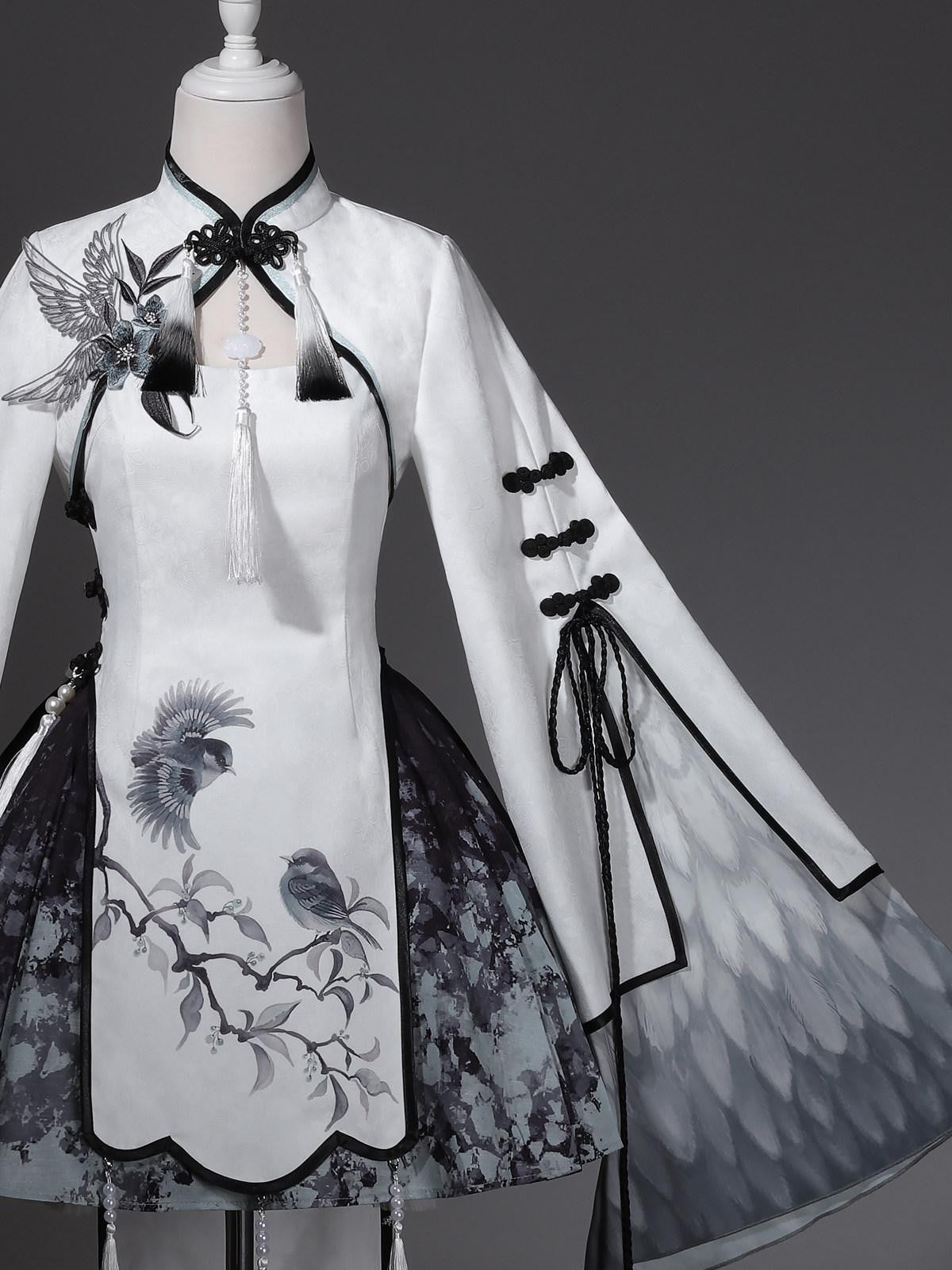 Sweet Promise Chinese Lolita Sorceress A Line Stand Collar Four Piece Women's Skirt Sets