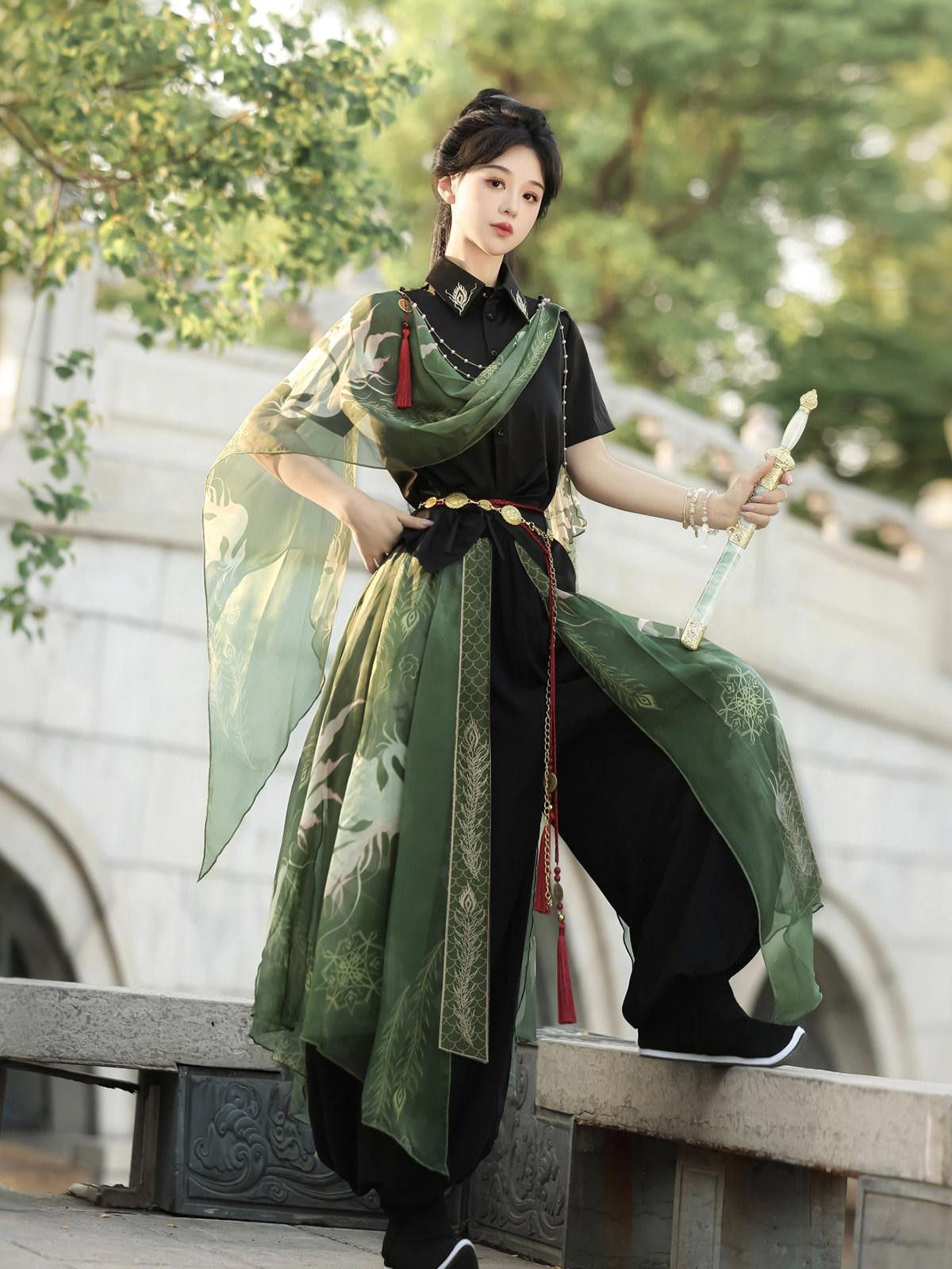 Sweet Promise Chivalrous Hanfu Lantern Pants Women's Full Coordination Sets