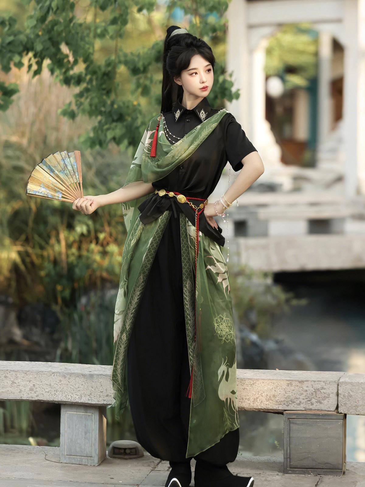 Sweet Promise Chivalrous Hanfu Lantern Pants Women's Full Coordination Sets