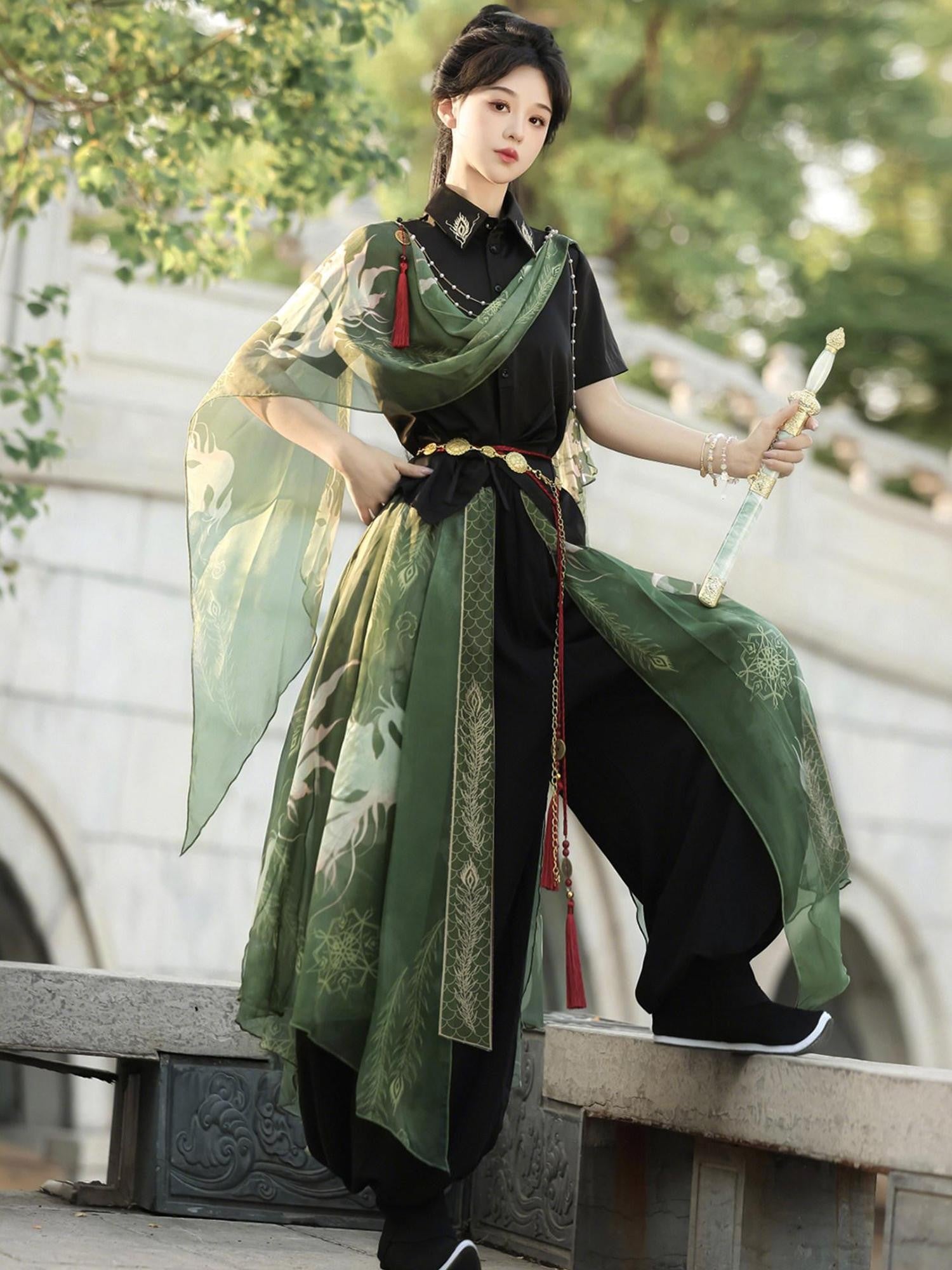 Sweet Promise Chivalrous Hanfu Lantern Pants Women's Full Coordination Sets