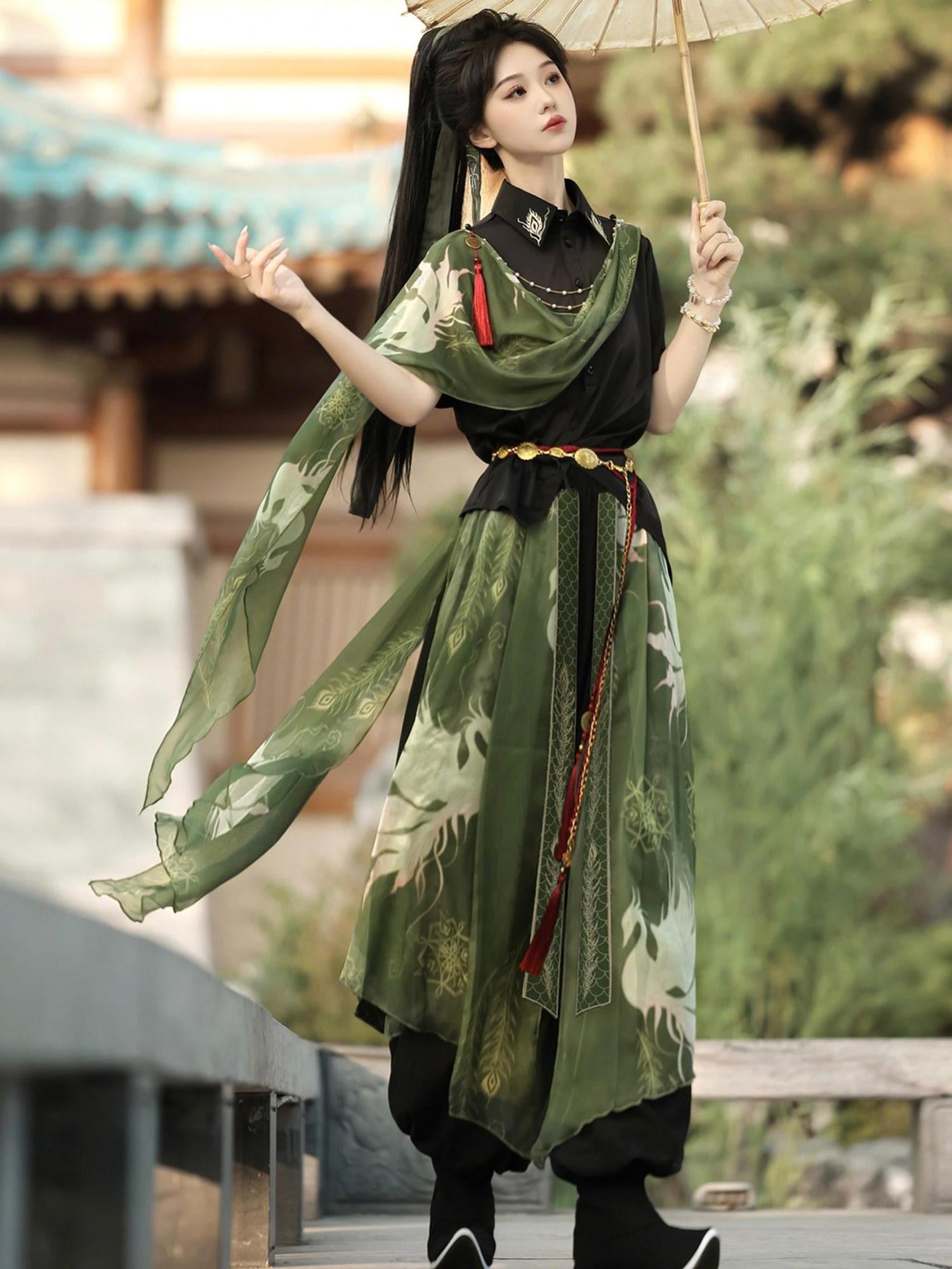 Sweet Promise Chivalrous Hanfu Lantern Pants Women's Full Coordination Sets