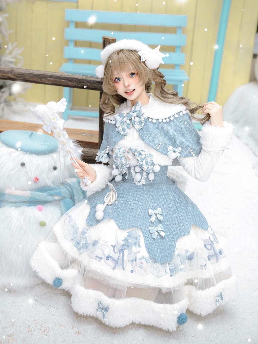 Sweet Promise Cute Lolita Puff Cake Princess A Line Doll Collar Women's Three Piece Op Sets