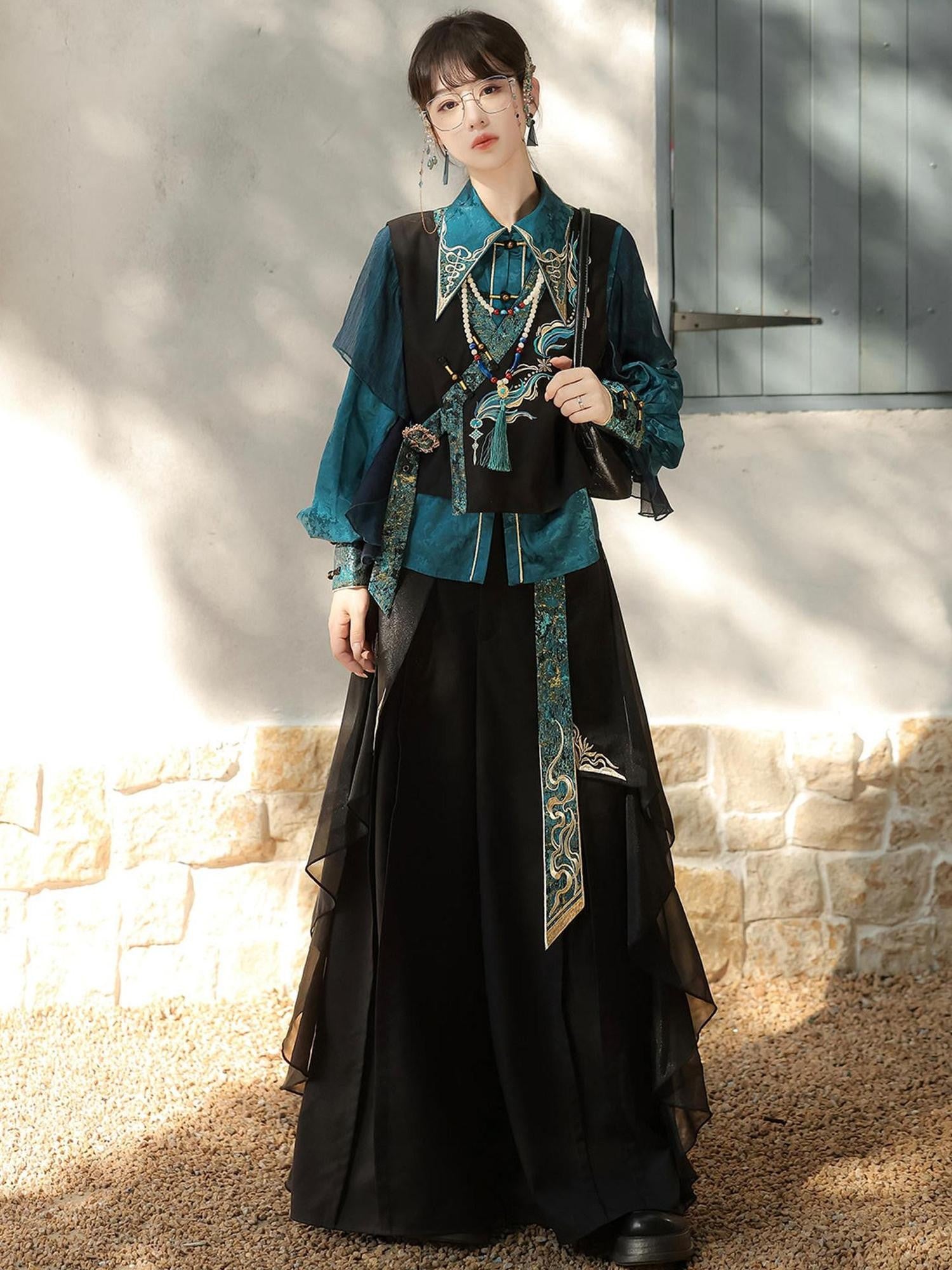 Sweet Promise Dark Gothic Lolita Chinese Style Women's Four Piece Full Coordination Sets