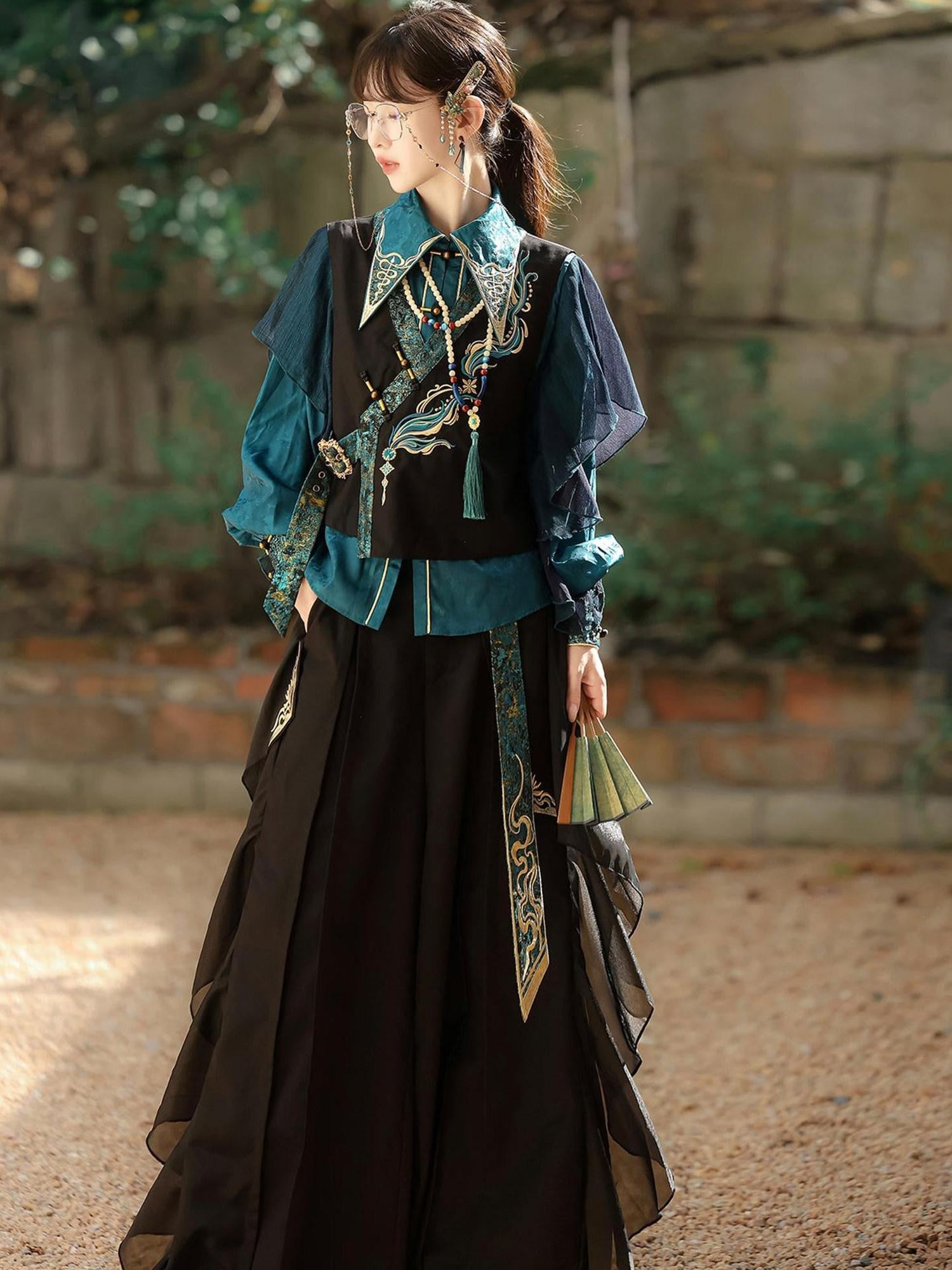 Sweet Promise Dark Gothic Lolita Chinese Style Women's Four Piece Full Coordination Sets