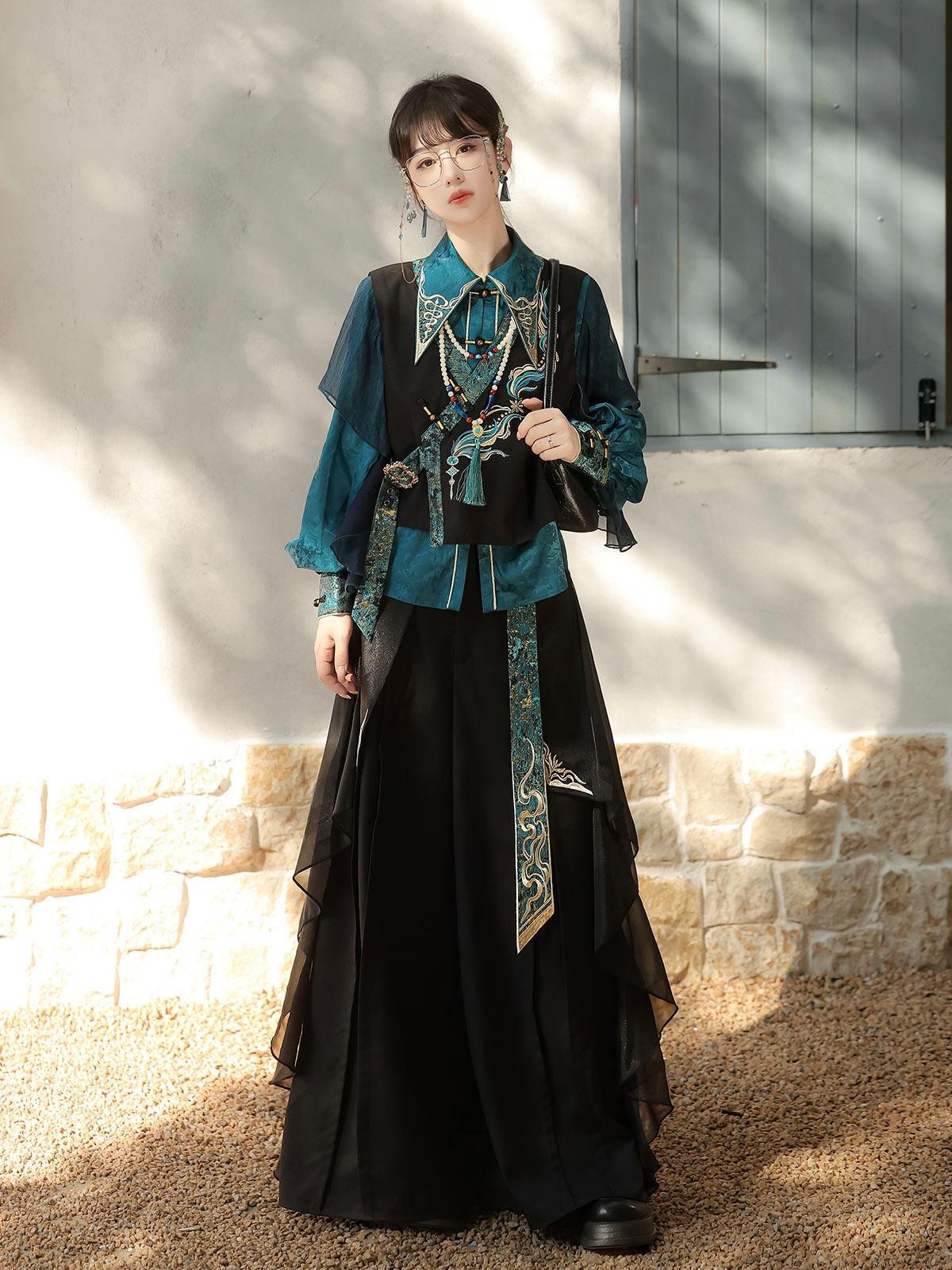 Sweet Promise Dark Gothic Lolita Chinese Style Women's Four Piece Full Coordination Sets