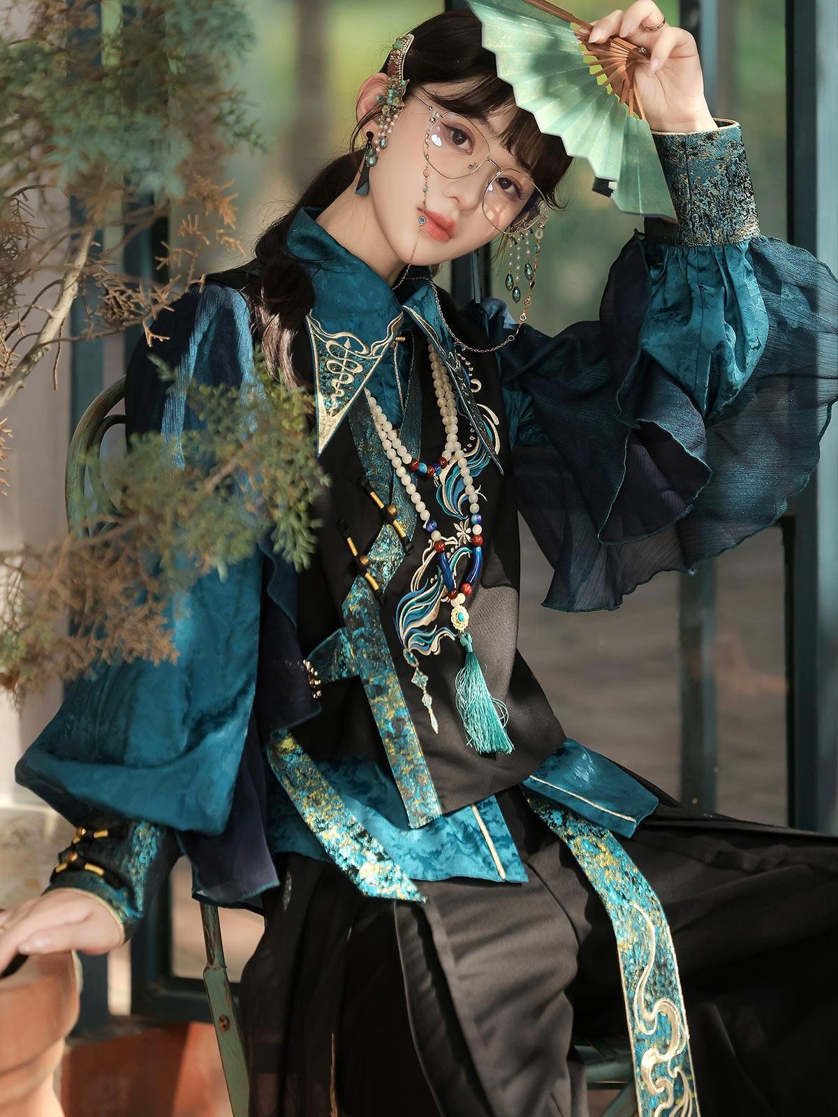 Sweet Promise Dark Gothic Lolita Chinese Style Women's Four Piece Full Coordination Sets