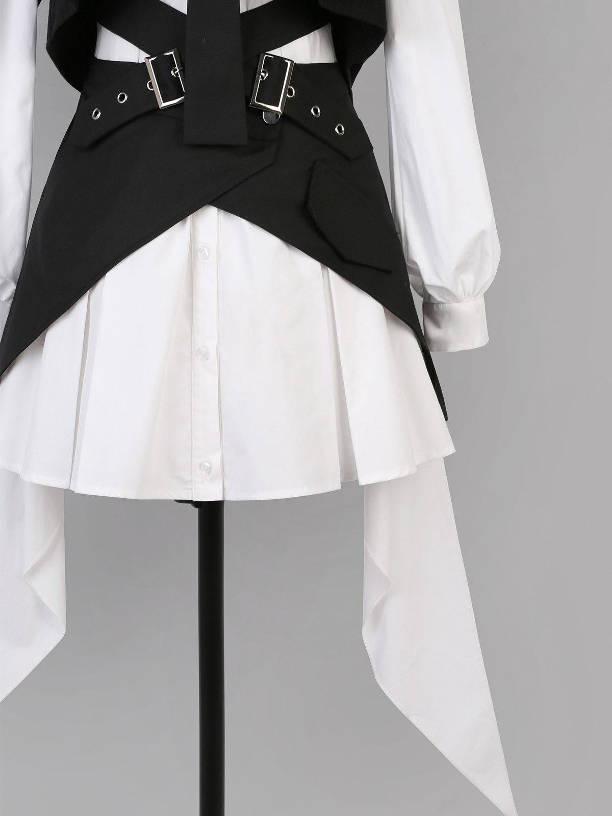 Sweet Promise Dark Gothic Lolita Cosplay Ruffled Lace Corset Skirt Women's Long Sleeve Op