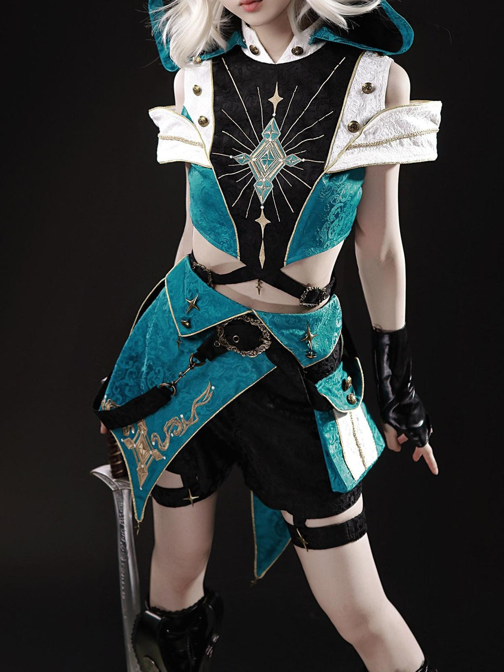 Sweet Promise Dark Gothic Lolita Cosplay Stand Collar Slim Fit Women's Full Coordination Sets