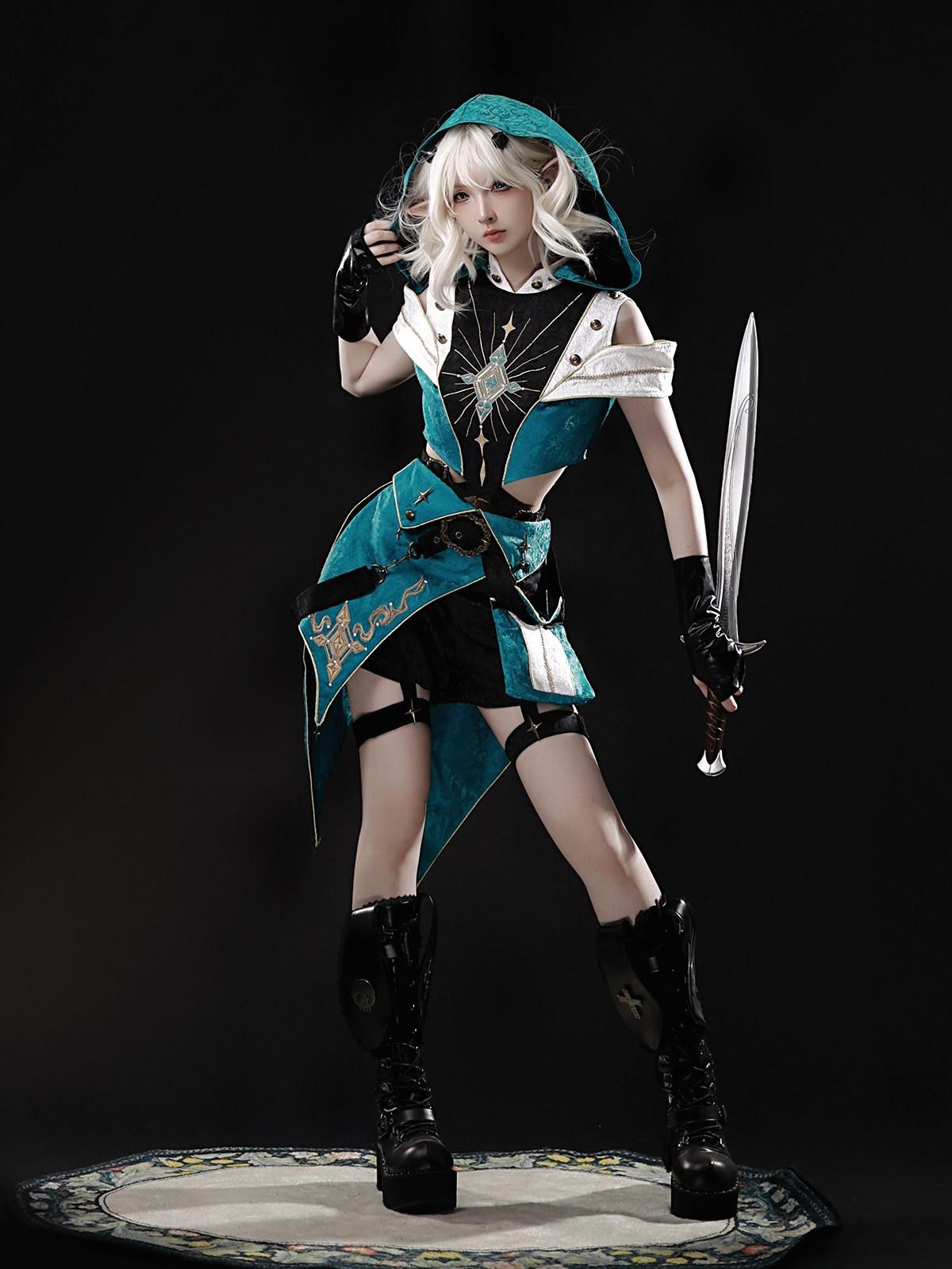 Sweet Promise Dark Gothic Lolita Cosplay Stand Collar Slim Fit Women's Full Coordination Sets