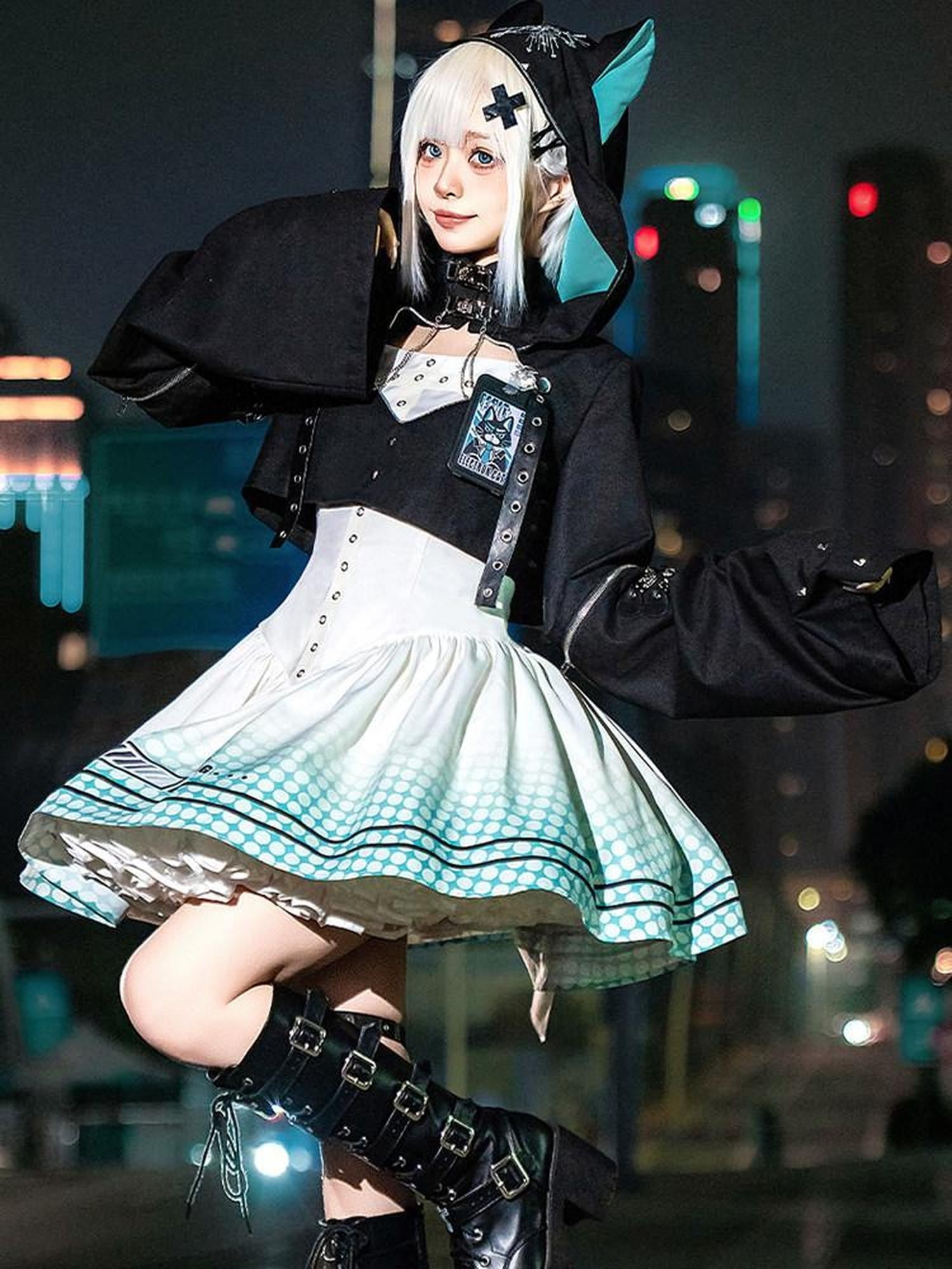 Sweet Promise Dark Gothic Lolita Cute Two Piece Short Skirt Women's Jsk Sets