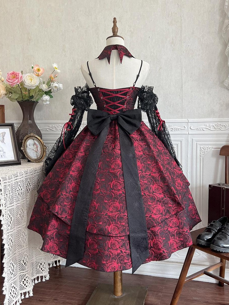 Sweet Promise Dark Gothic Lolita Halter Neck Swallowtail Women's Jsk / Jumper Skirts