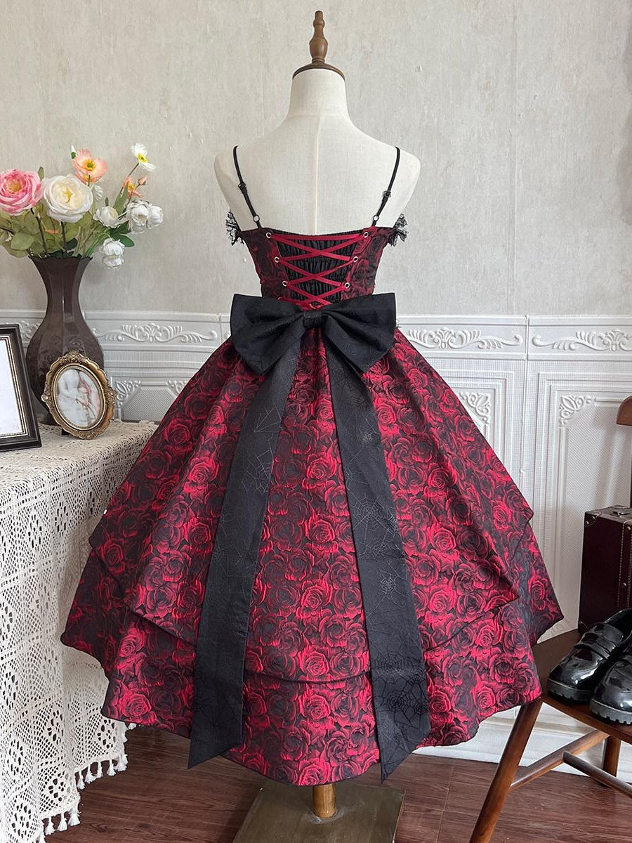 Sweet Promise Dark Gothic Lolita Halter Neck Swallowtail Women's Jsk / Jumper Skirts