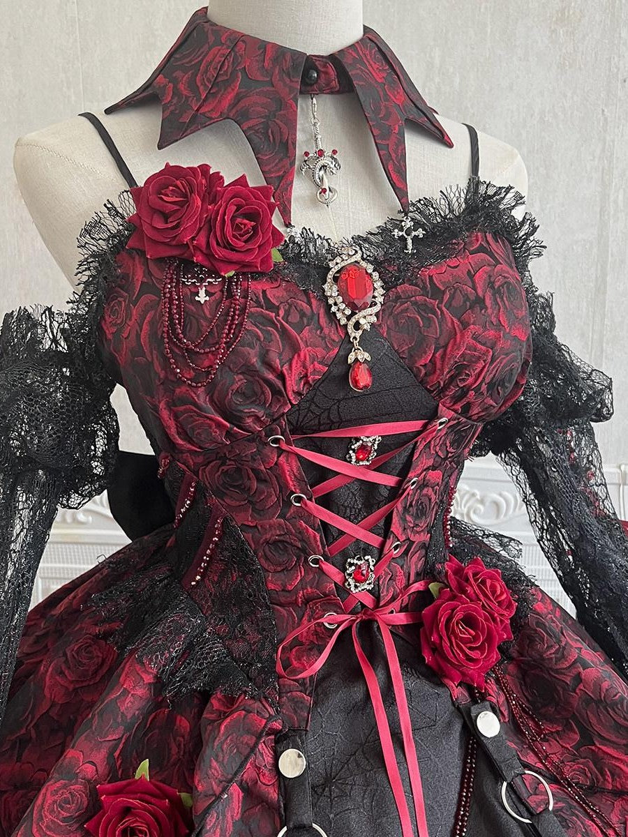Sweet Promise Dark Gothic Lolita Halter Neck Swallowtail Women's Jsk / Jumper Skirts