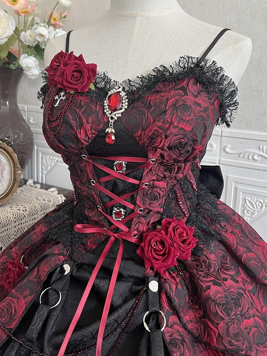 Sweet Promise Dark Gothic Lolita Halter Neck Swallowtail Women's Jsk / Jumper Skirts