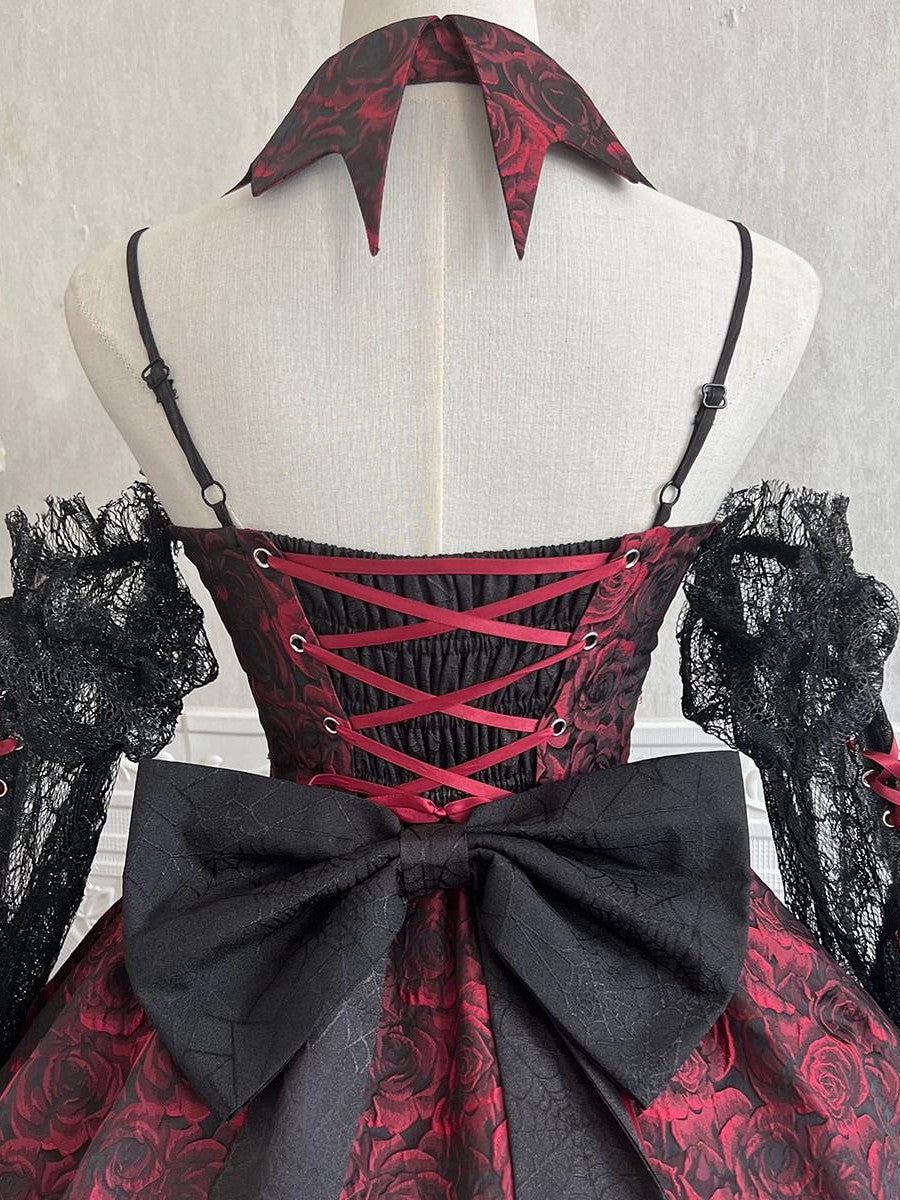 Sweet Promise Dark Gothic Lolita Halter Neck Swallowtail Women's Jsk / Jumper Skirts