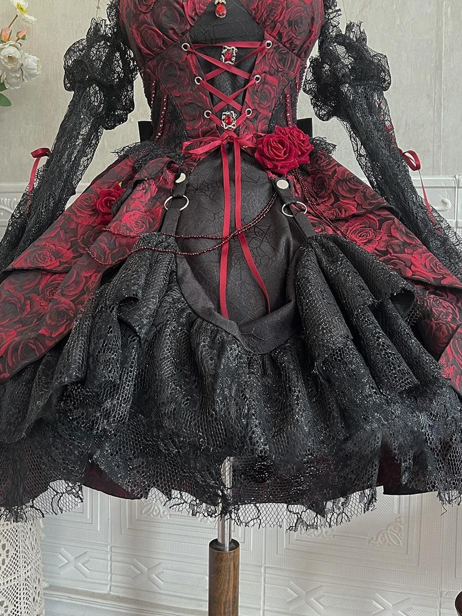 Sweet Promise Dark Gothic Lolita Halter Neck Swallowtail Women's Jsk / Jumper Skirts