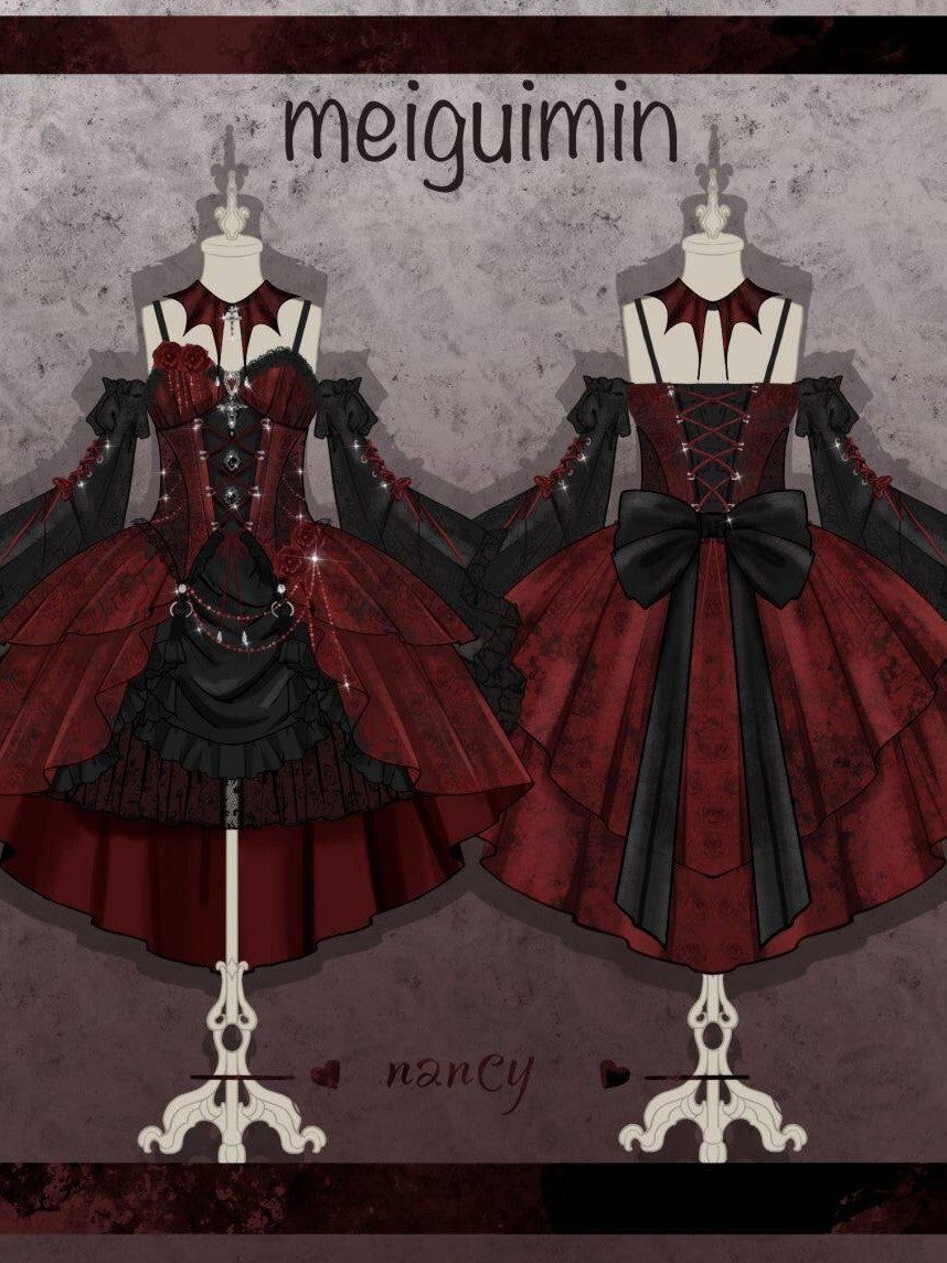 Sweet Promise Dark Gothic Lolita Halter Neck Swallowtail Women's Jsk / Jumper Skirts