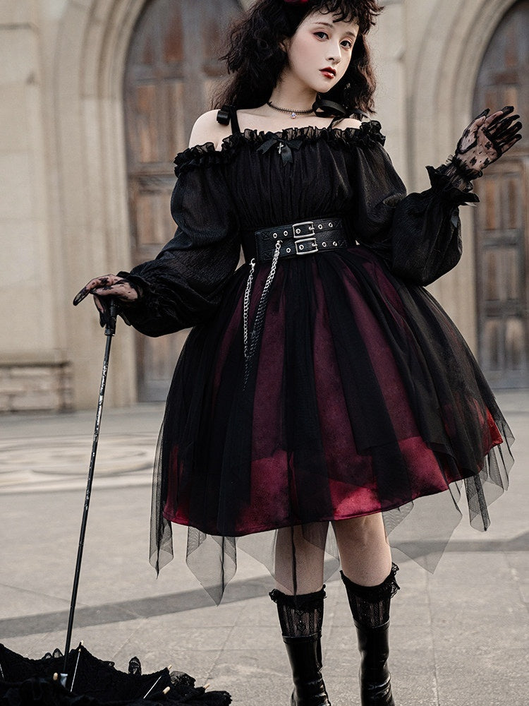 Sweet_Promise_Dark_Gothic_Lolita_Mesh_High_Waist_A_Line_Women's_Polyester_Long_Sleeve_Op_720814385875_MISSTT