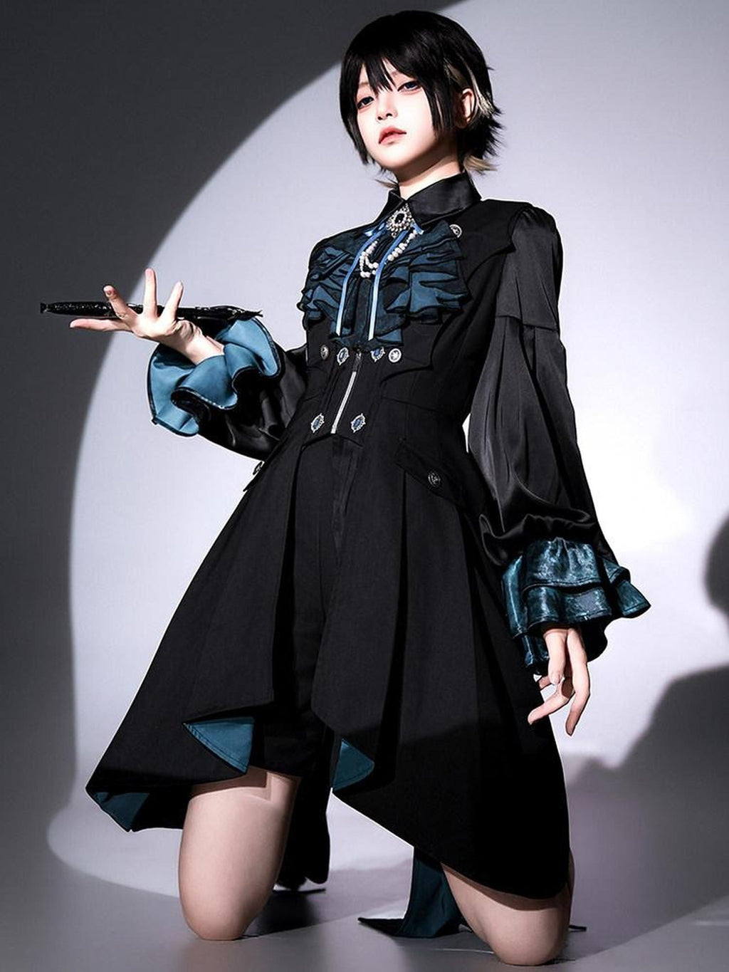 Sweet Promise Dark Gothic Lolita Prince Androgynous A Line Square Neck Women's Jsk Sets