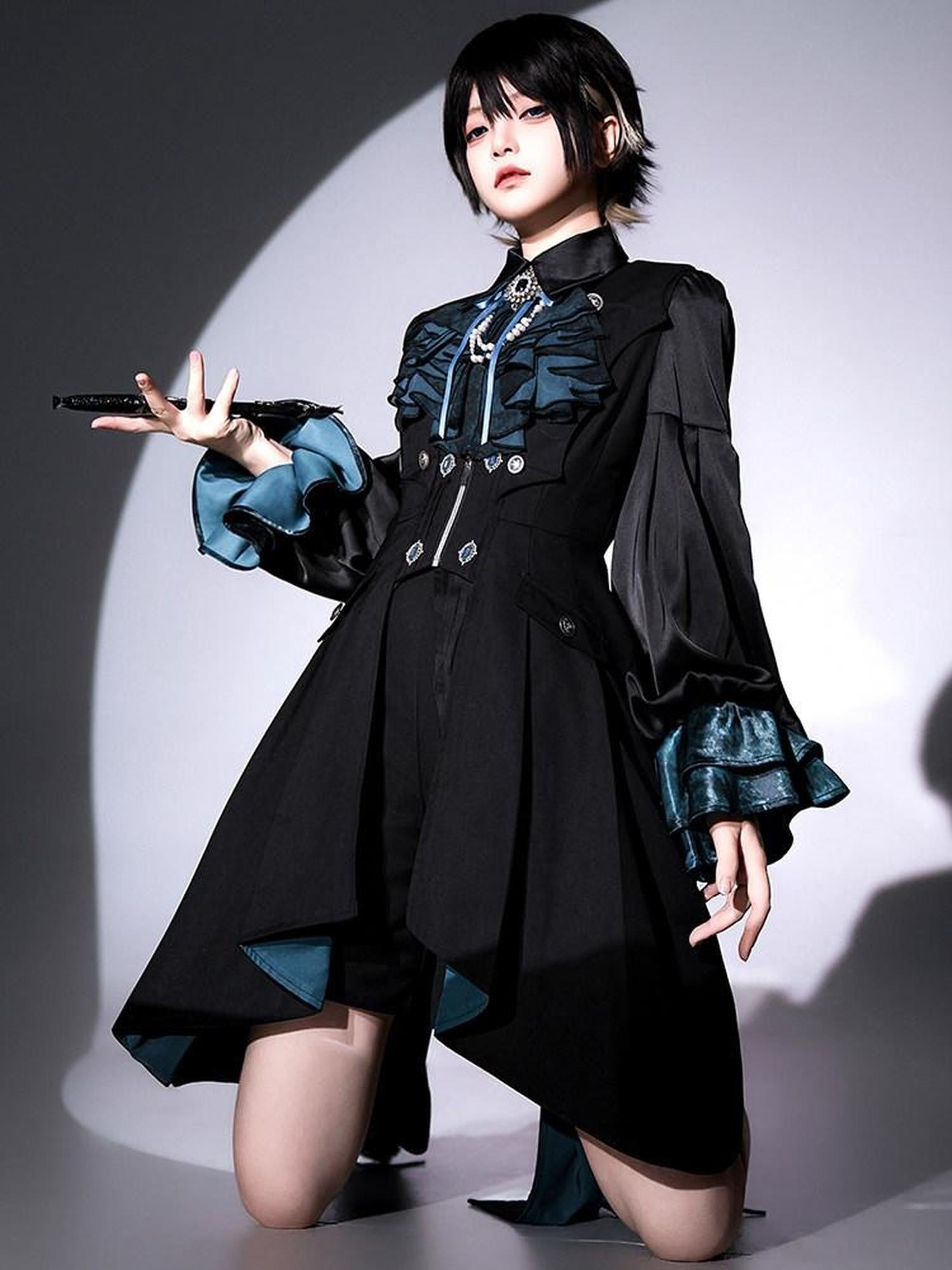 Sweet Promise Dark Gothic Lolita Prince Androgynous A Line Square Neck Women's Jsk Sets