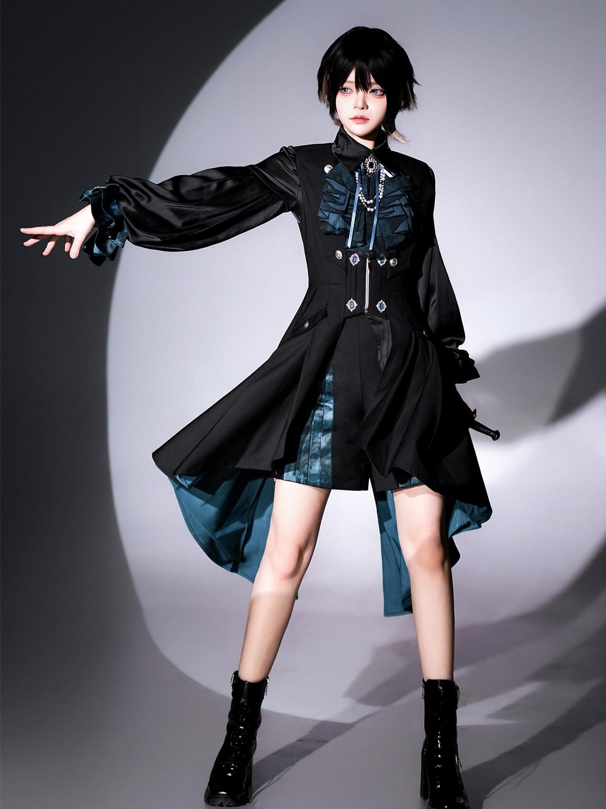 Sweet Promise Dark Gothic Lolita Prince Androgynous A Line Square Neck Women's Jsk Sets