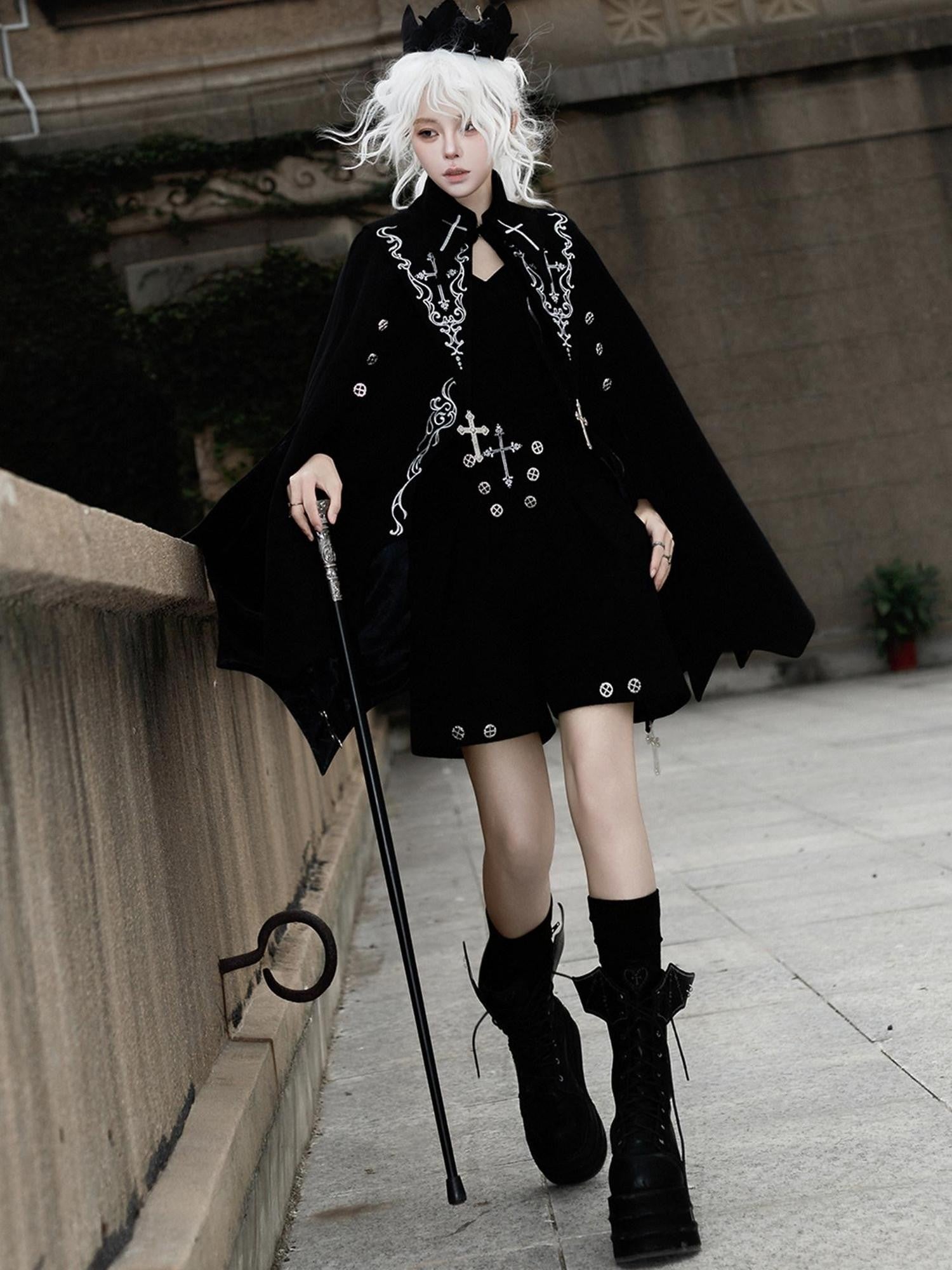Sweet Promise Dark Gothic Lolita Prince Cloak Three Piece Women's Full Coordination Sets