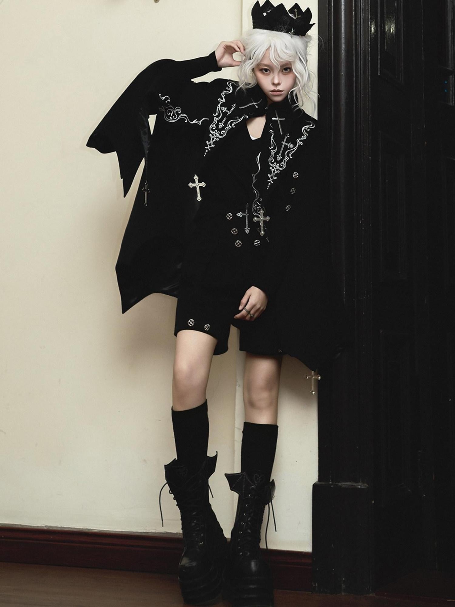 Sweet Promise Dark Gothic Lolita Prince Cloak Three Piece Women's Full Coordination Sets
