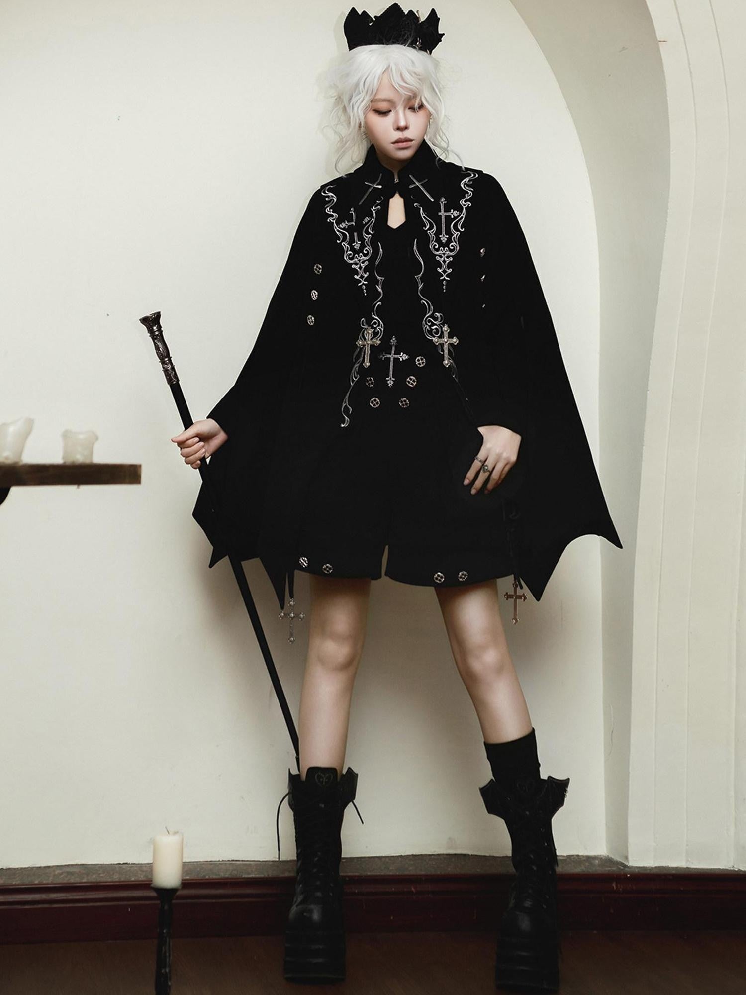 Sweet Promise Dark Gothic Lolita Prince Cloak Three Piece Women's Full Coordination Sets