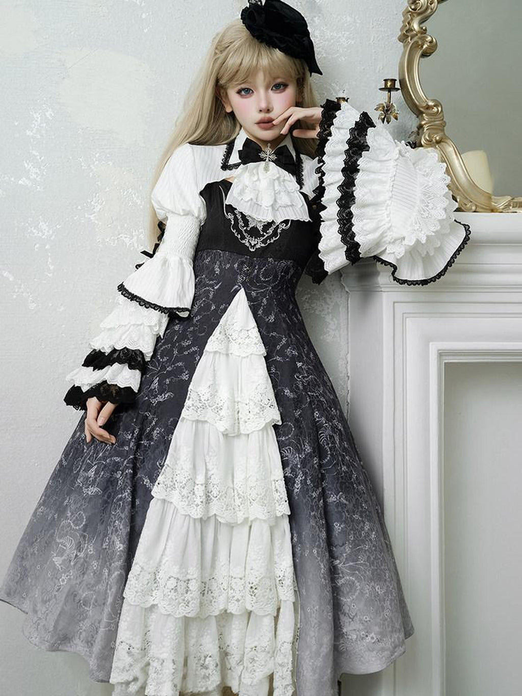 Sweet Promise Dark Gothic Lolita Punk Cosplay Princess Women's Long Sleeve Op