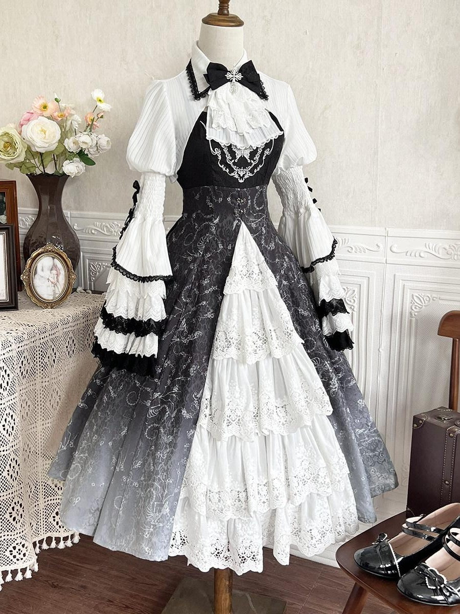 Sweet Promise Dark Gothic Lolita Punk Cosplay Princess Women's Long Sleeve Op