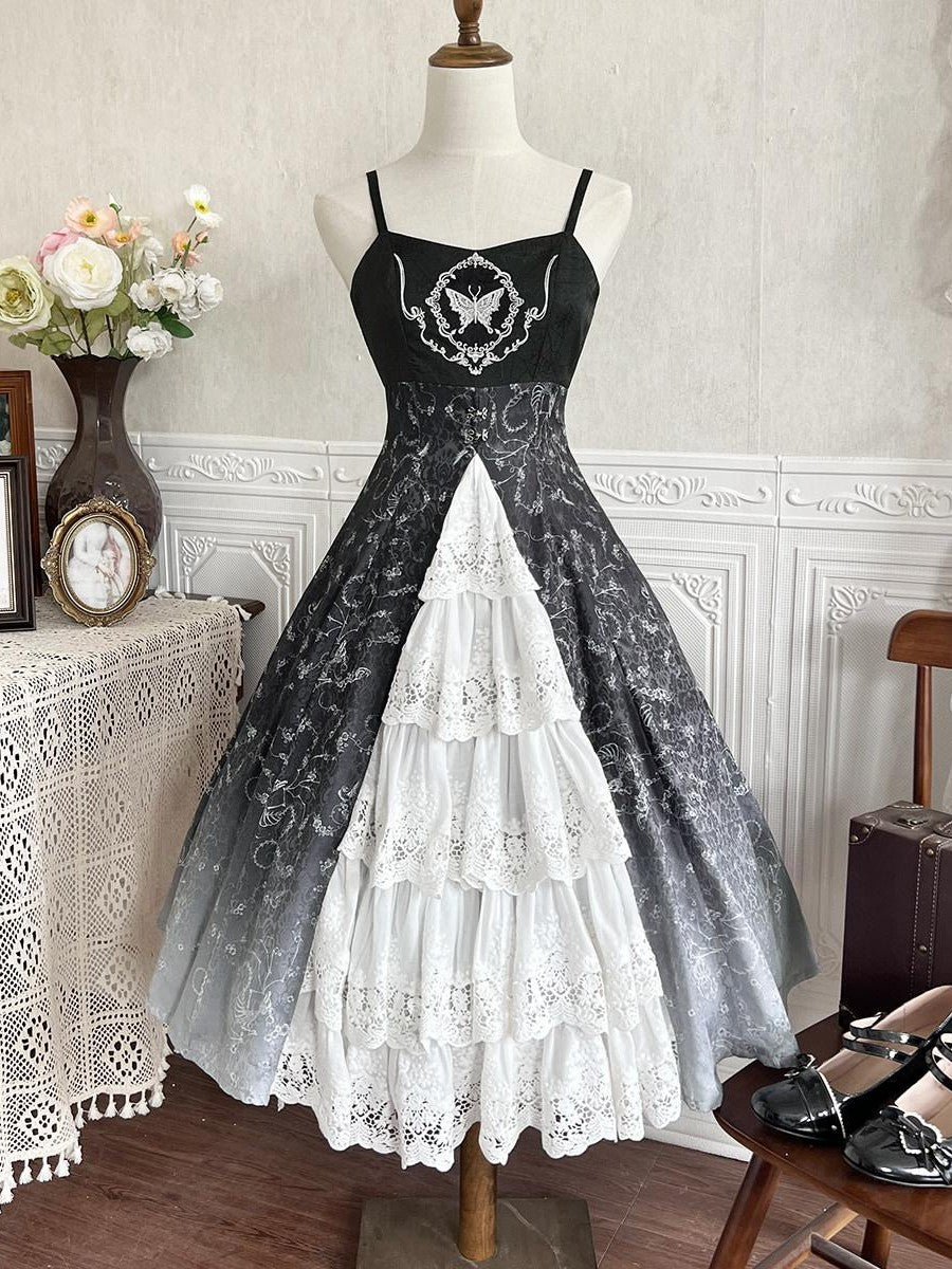 Sweet Promise Dark Gothic Lolita Punk Cosplay Princess Women's Long Sleeve Op