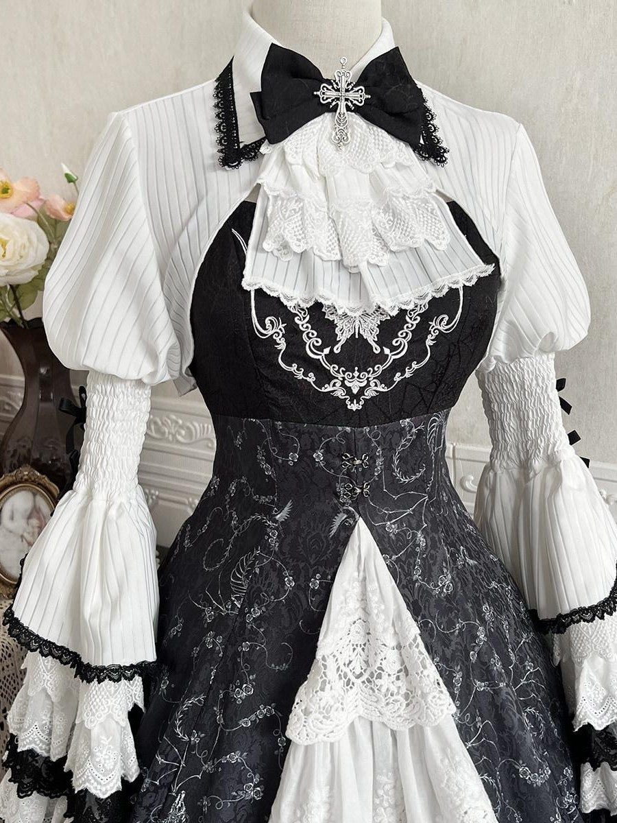 Sweet Promise Dark Gothic Lolita Punk Cosplay Princess Women's Long Sleeve Op