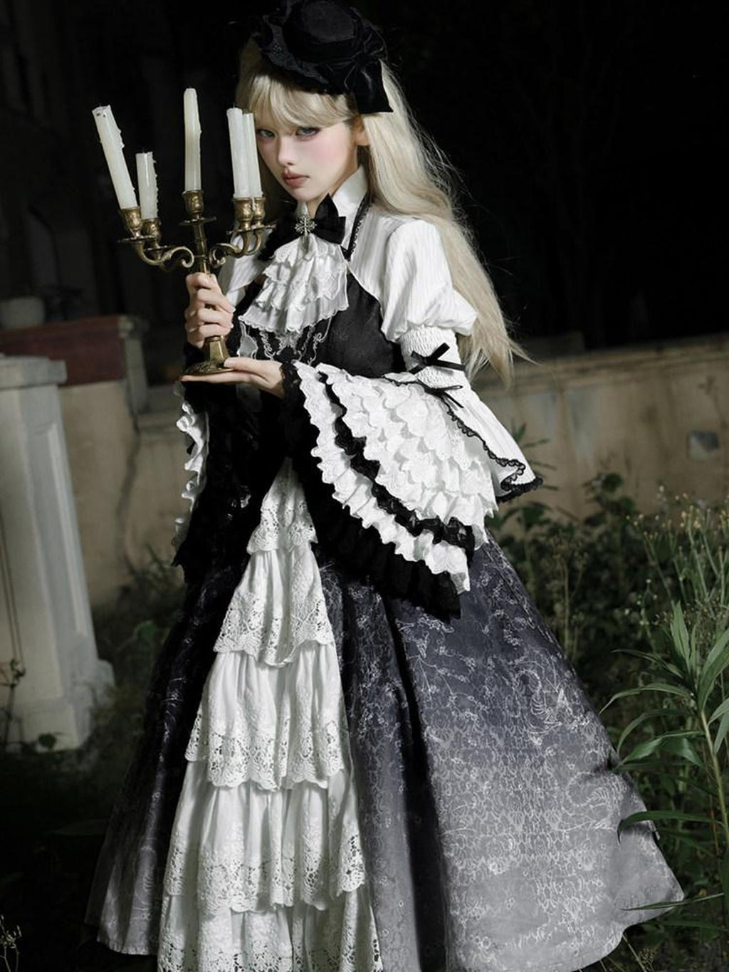 Sweet Promise Dark Gothic Lolita Punk Cosplay Princess Women's Long Sleeve Op