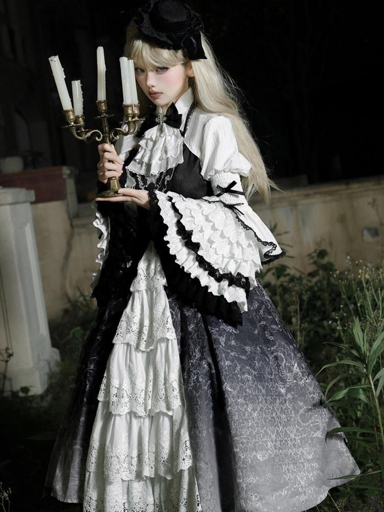 Sweet Promise Dark Gothic Lolita Punk Cosplay Princess Women's Long Sleeve Op