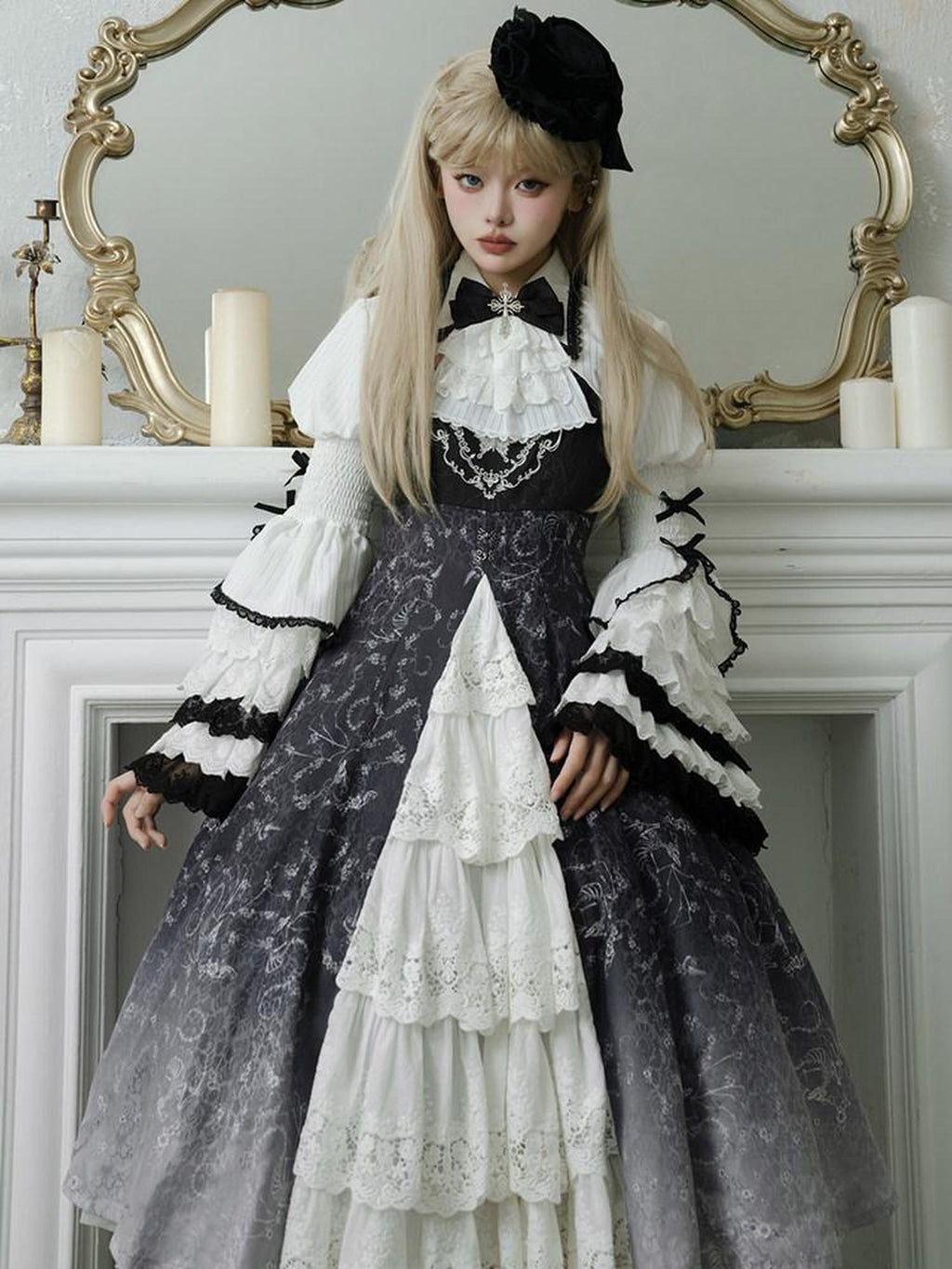 Sweet Promise Dark Gothic Lolita Punk Cosplay Princess Women's Long Sleeve Op