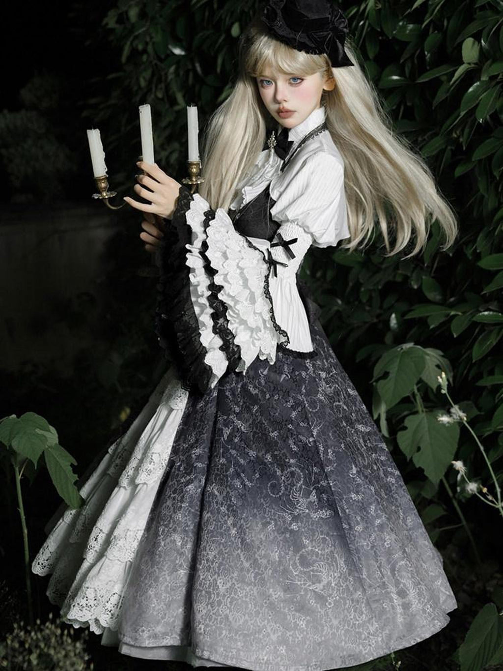 Sweet Promise Dark Gothic Lolita Punk Cosplay Princess Women's Long Sleeve Op