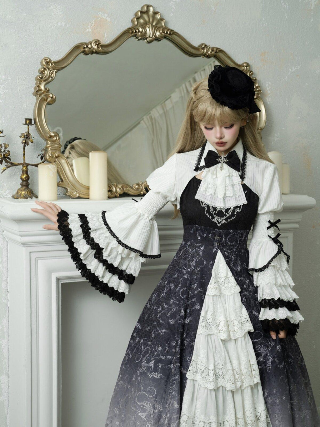 Sweet Promise Dark Gothic Lolita Punk Cosplay Princess Women's Long Sleeve Op
