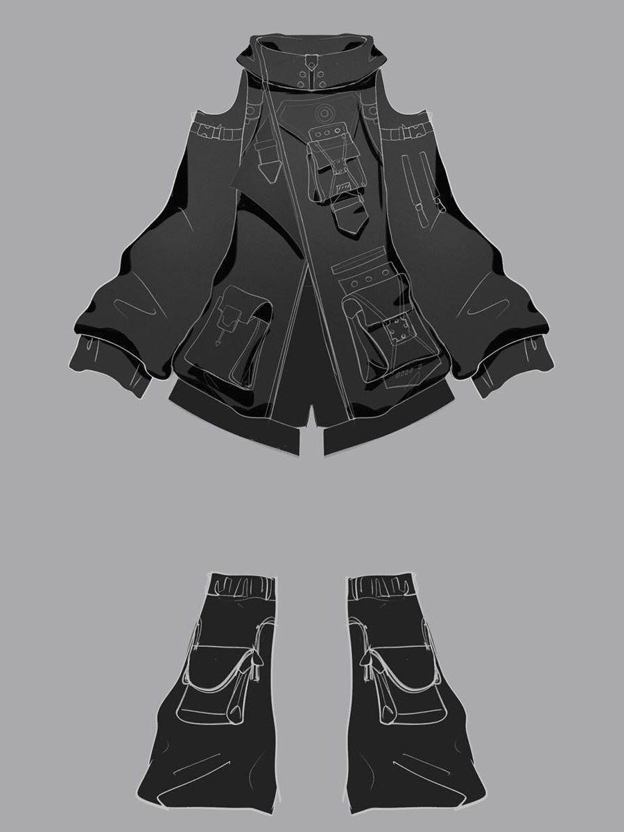 Sweet Promise Dark Gothic Lolita Punk Techwear Neutral Women's Full Coordination Sets