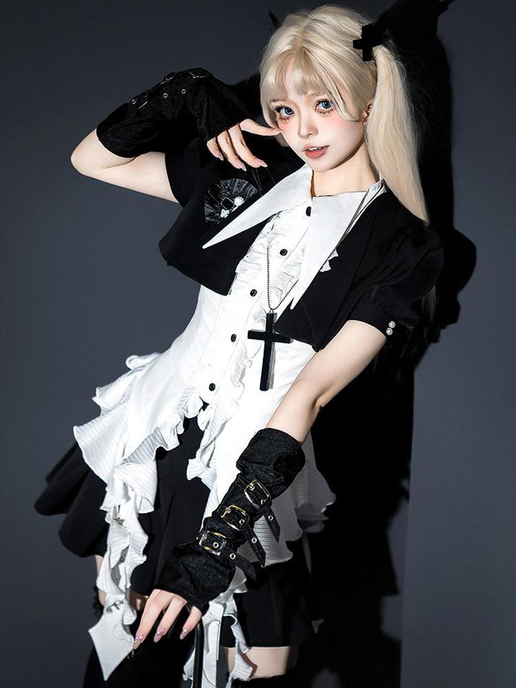 Sweet Promise Dark Lolita Gothic Maid Cosplay Anime Style Women's Short Sleeve Op