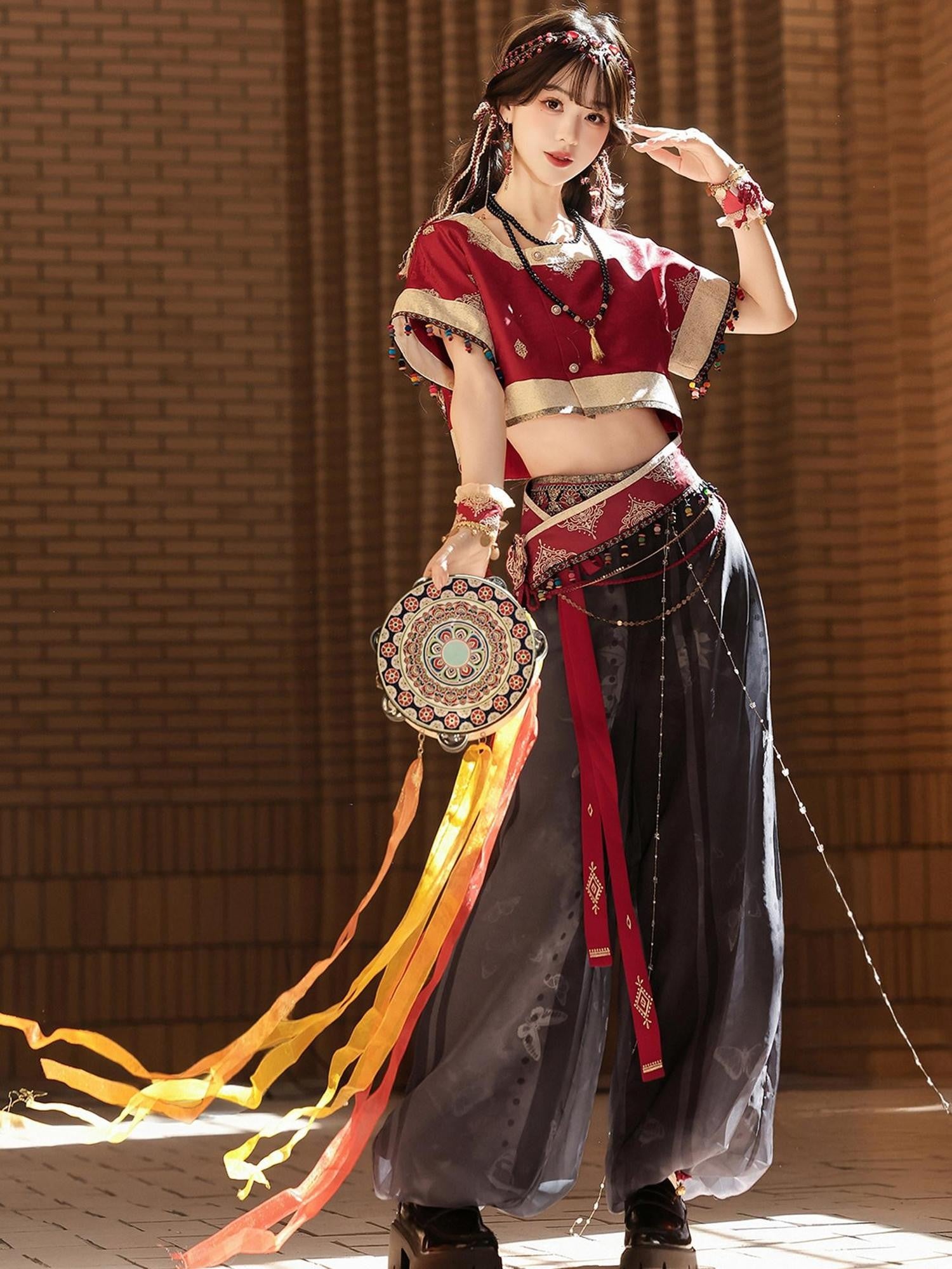 Sweet Promise Dunhuang Exotic Ethnic Hanfu New Chinese Style Women's Full Coordination Sets